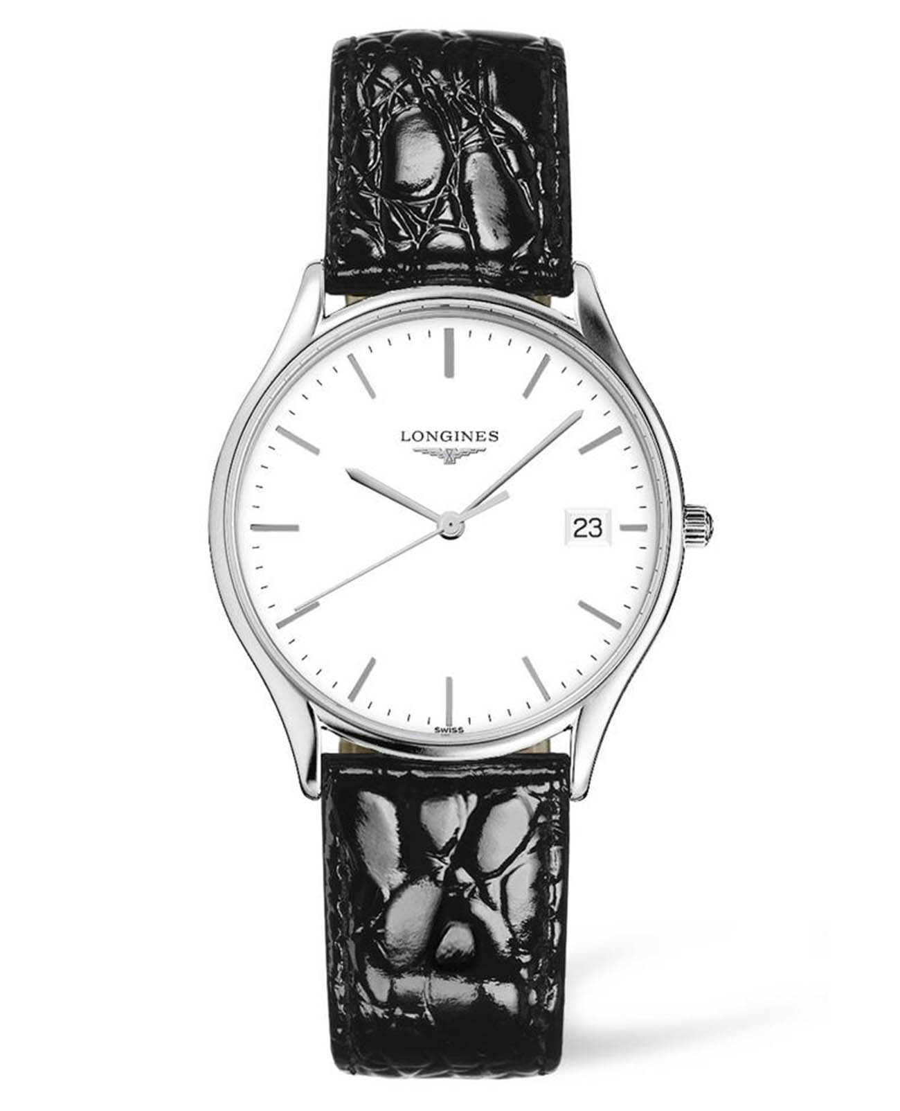 Longines Longines Lyre L4.759.4.12.2  L47594122 кварцевые женские часы белый циферблат, браслет кожаный — вид спереди