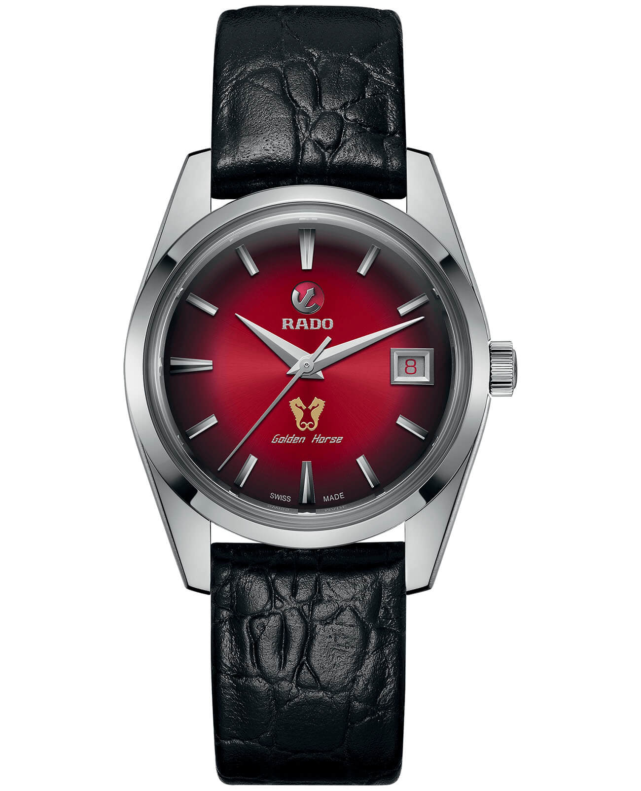 Rado Rado Golden Horse 1957 R33930355 Automatic R33930355 механические мужские часы красный циферблат, браслет кожаный — вид спереди
