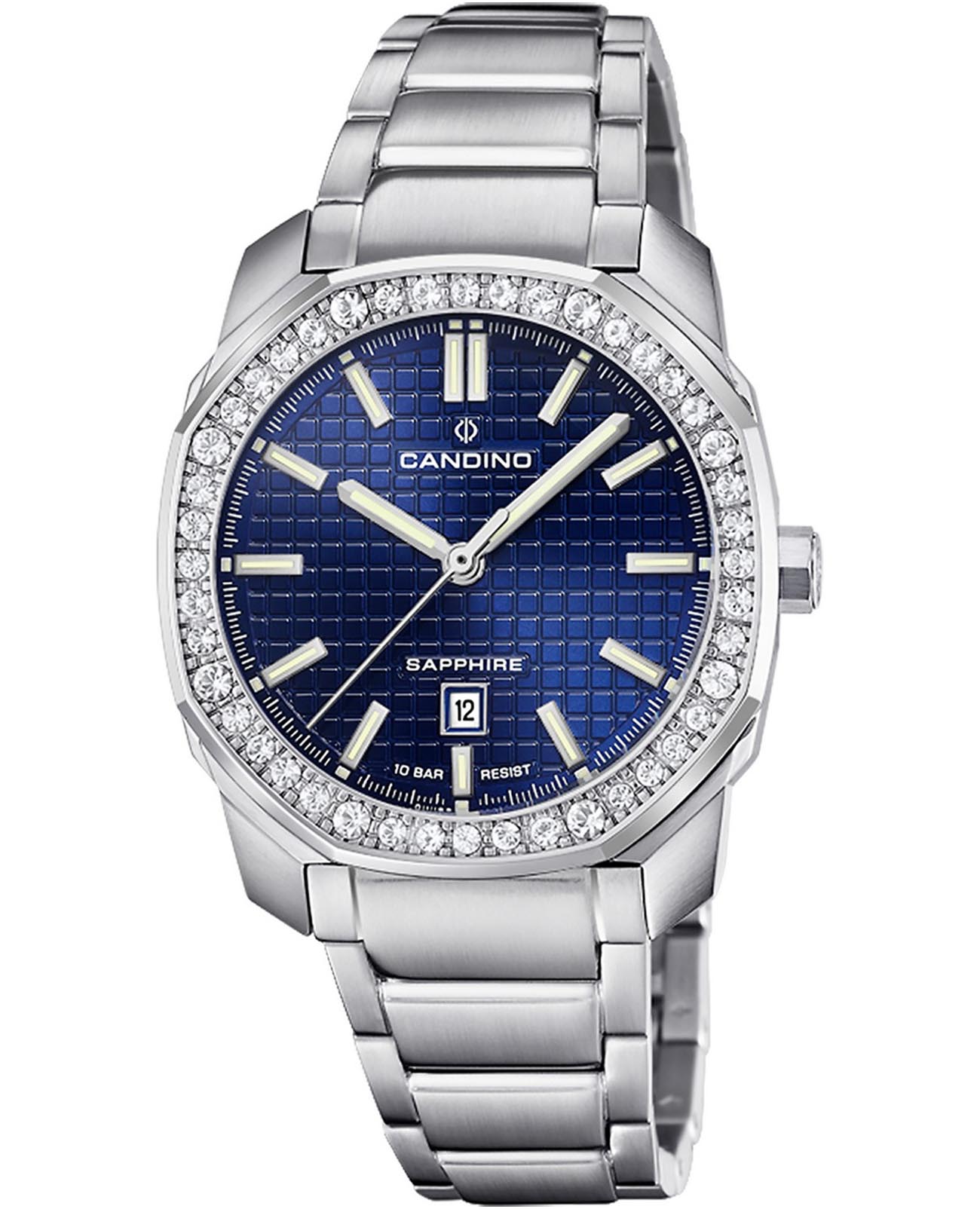 Candino Candino Lady Elegance Date C4756/4  C4756/4 кварцевые женские часы синий циферблат, браслет нержавеющая сталь — вид спереди