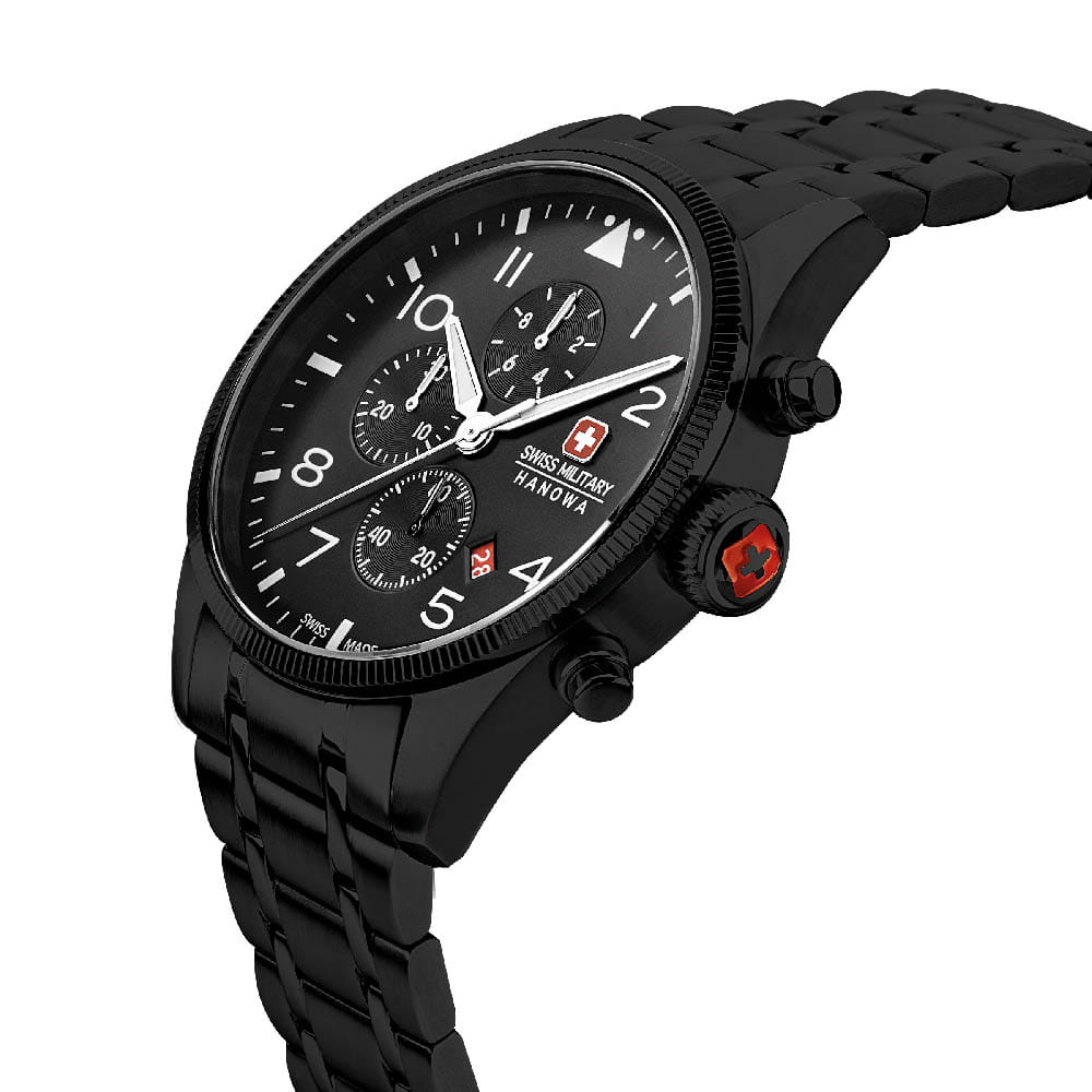 Swiss Military Hanowa Swiss Military Hanowa Thunderbolt Chrono SMWGI0000431 кварцевые мужские часы часы крупный план черный циферблата