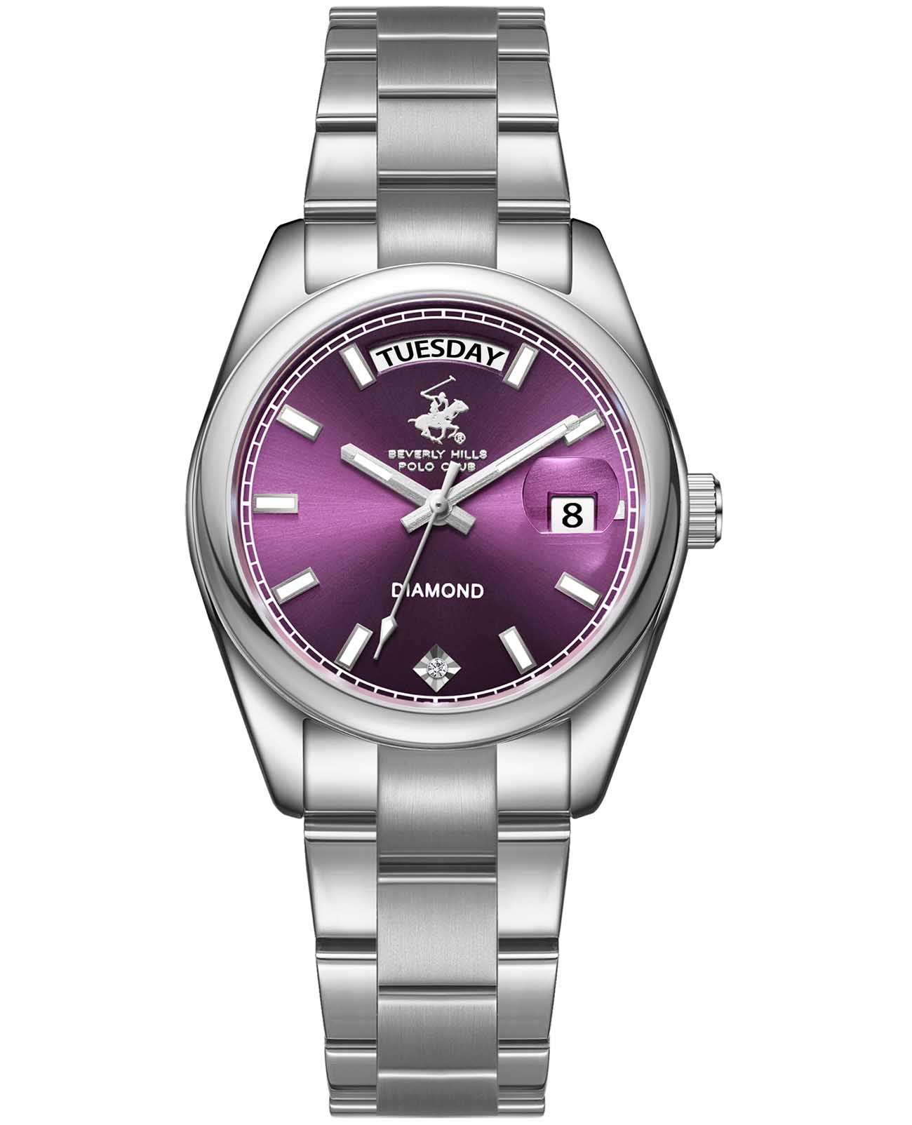 Beverly Hills Polo Club Beverly Hills Polo Club BP3709X.380  BP3709X.380 кварцевые женские часы фиолетовый циферблат, браслет нержавеющая сталь — вид спереди