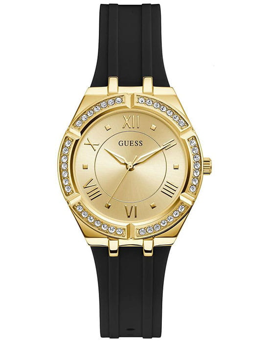 Guess GUESS GW0034L1  GW0034L1 кварцевые женские часы золотой циферблат, браслет силикон — вид спереди