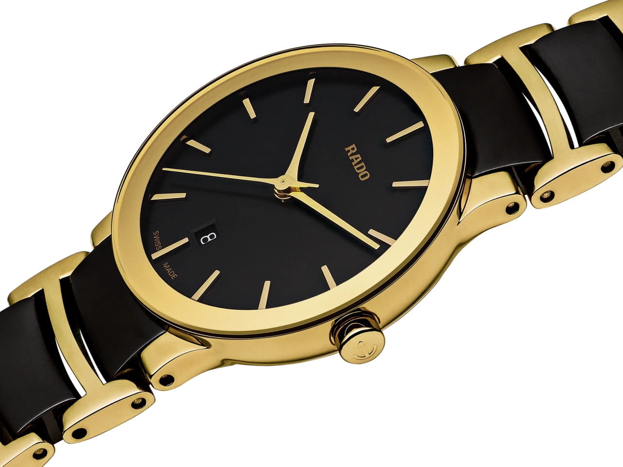 Rado Rado Centrix R30528172 , centrix швейцария женские часы на браслете сталь + pvd + керамика боковой вид