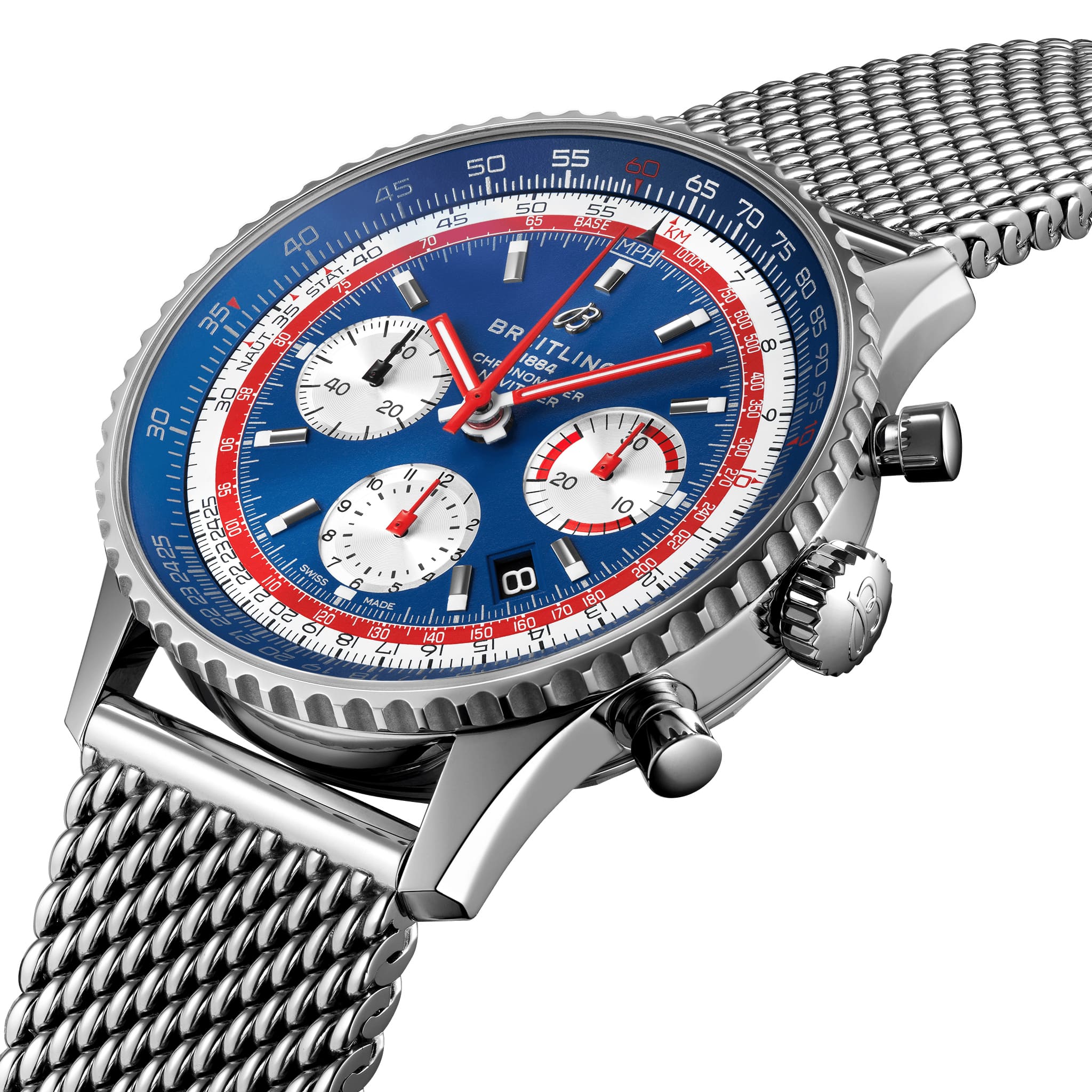 Breitling Breitling Navitimer B01 Chronograph 43 Pan AM AB01212B1C1A1 , наручные мужские часы фото под углом