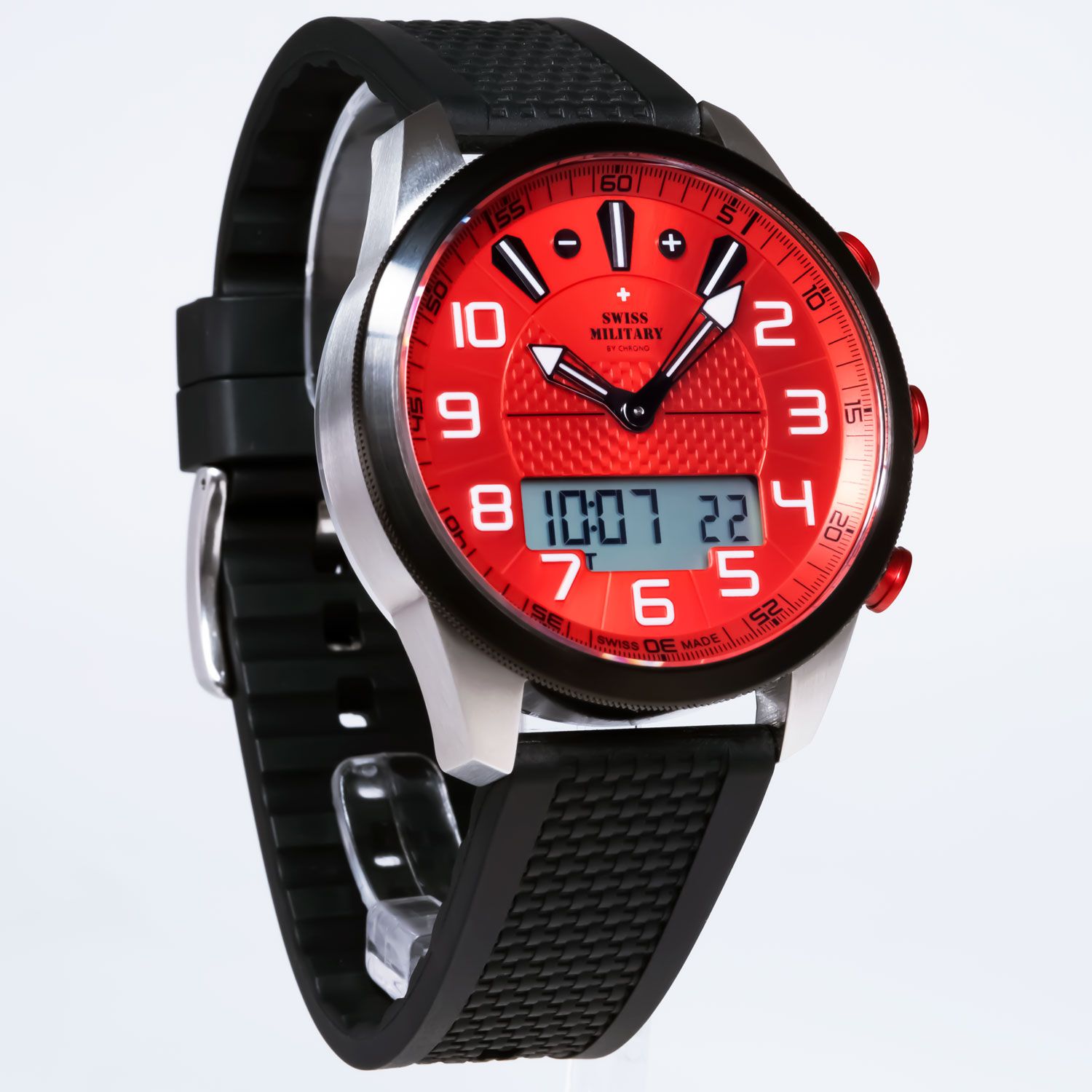Swiss Military by Chrono Swiss Military by Chrono SM34061.02,  швейцария мужские часы на браслете каучук боковой вид