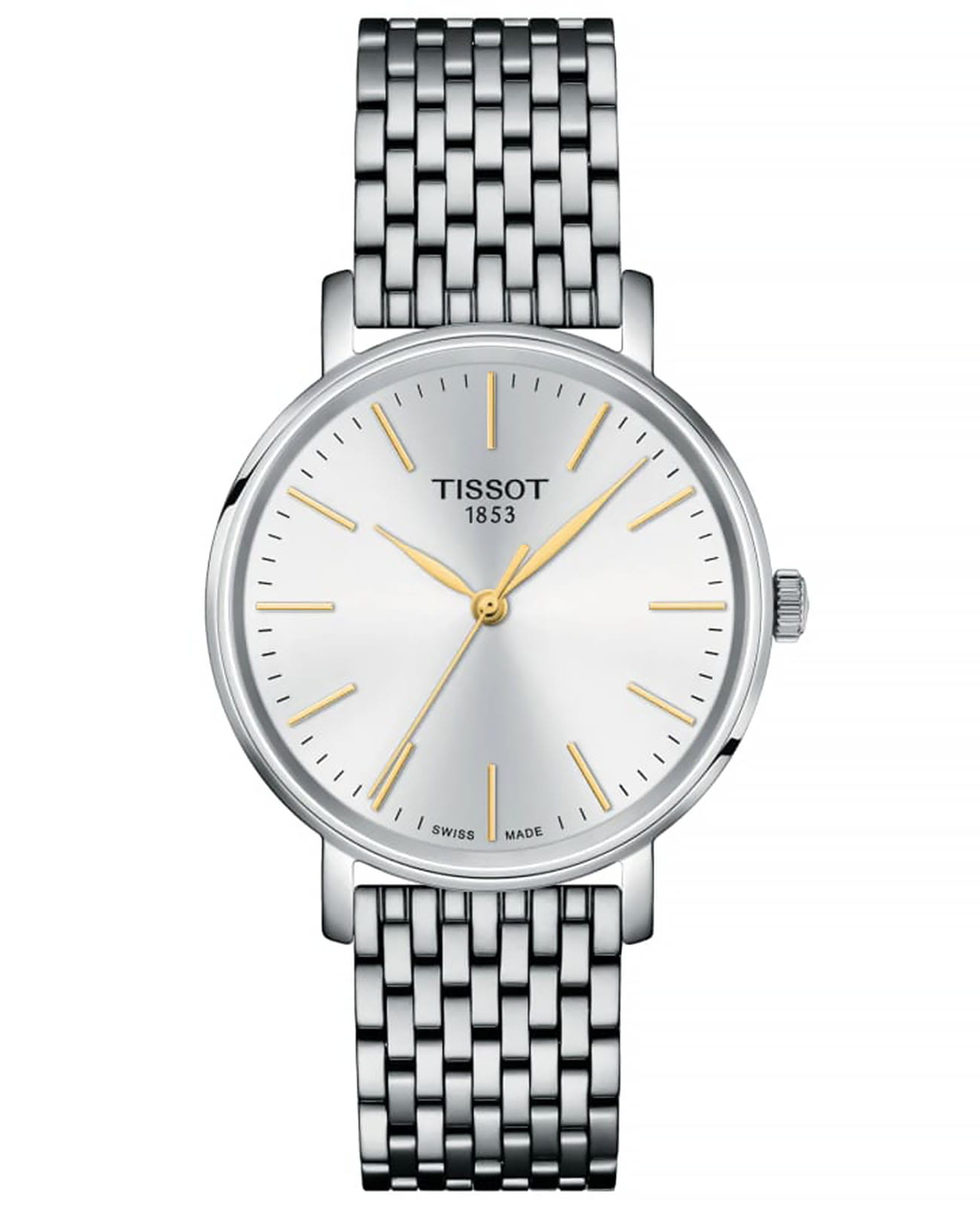 Tissot Tissot Everytime Lady T143.210.11.011.01 Everytime T1432101101101 кварцевые женские часы серебристый циферблат, браслет нержавеющая сталь — вид спереди