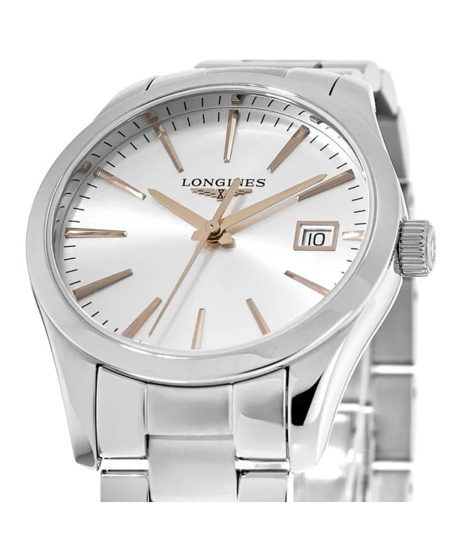 Longines Longines Conquest Classic  L2.386.4.72.6 кварцевые женские часы часы крупный план серебристый циферблата