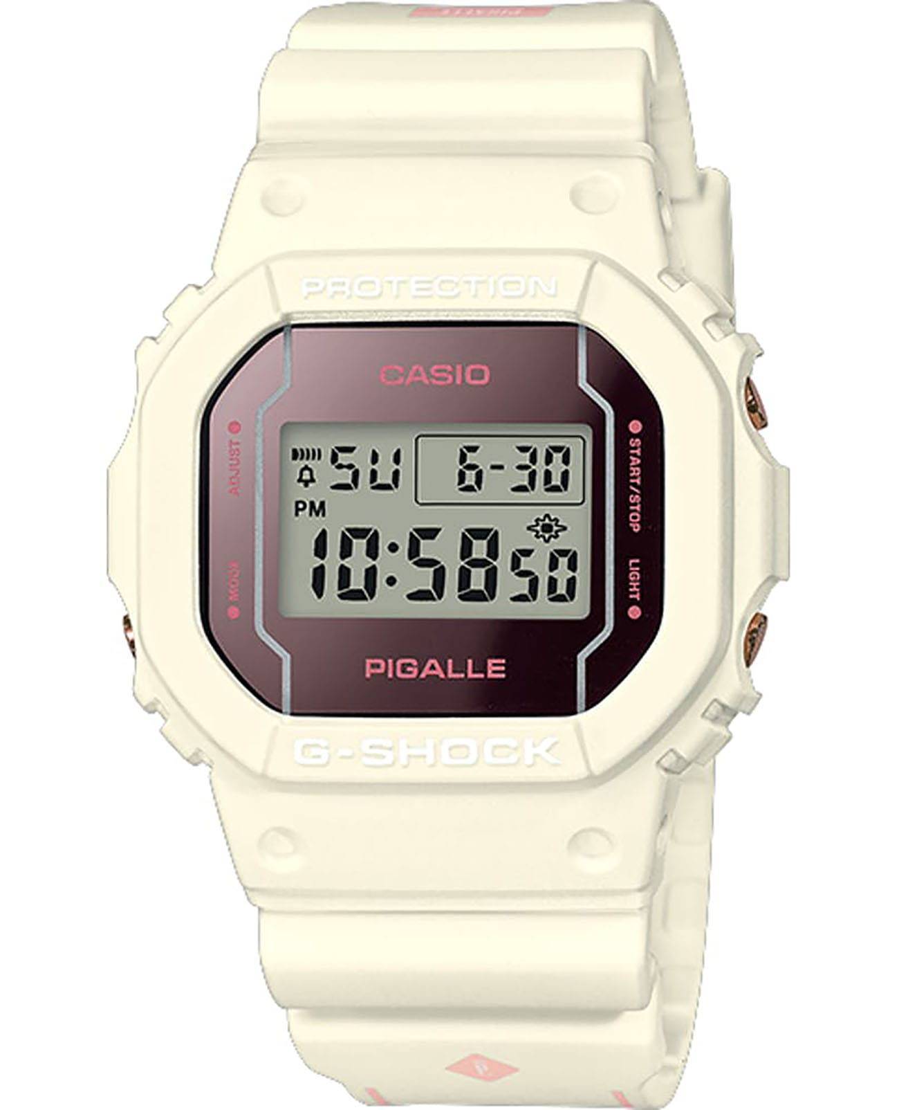 Casio Casio G-Shock DW-5600PGW-7E DW-5600 DW-5600PGW-7E электронные мужские часы серый циферблат, браслет пластик — вид спереди