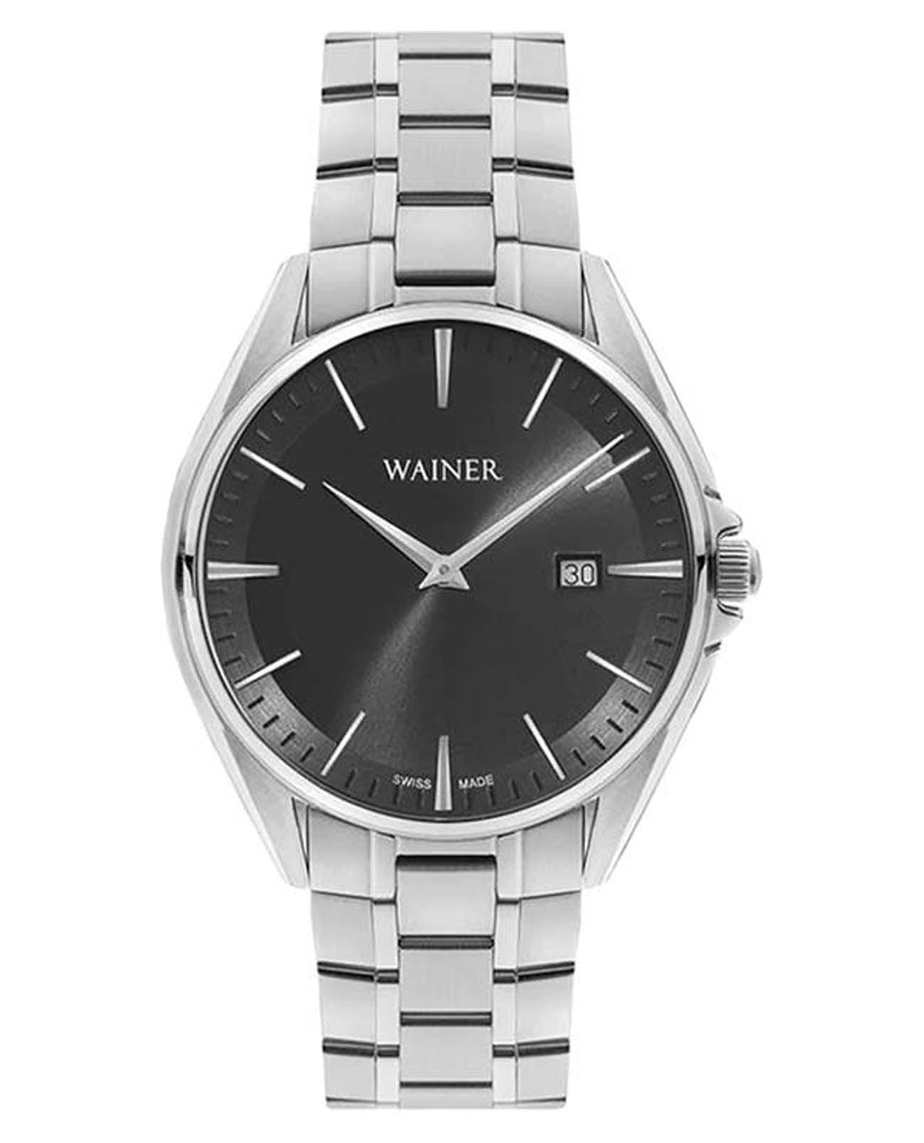 Wainer Wainer WA.11032-C  WA.11032-C кварцевые мужские часы черный циферблат, браслет 18-каратное желтое золото — вид спереди