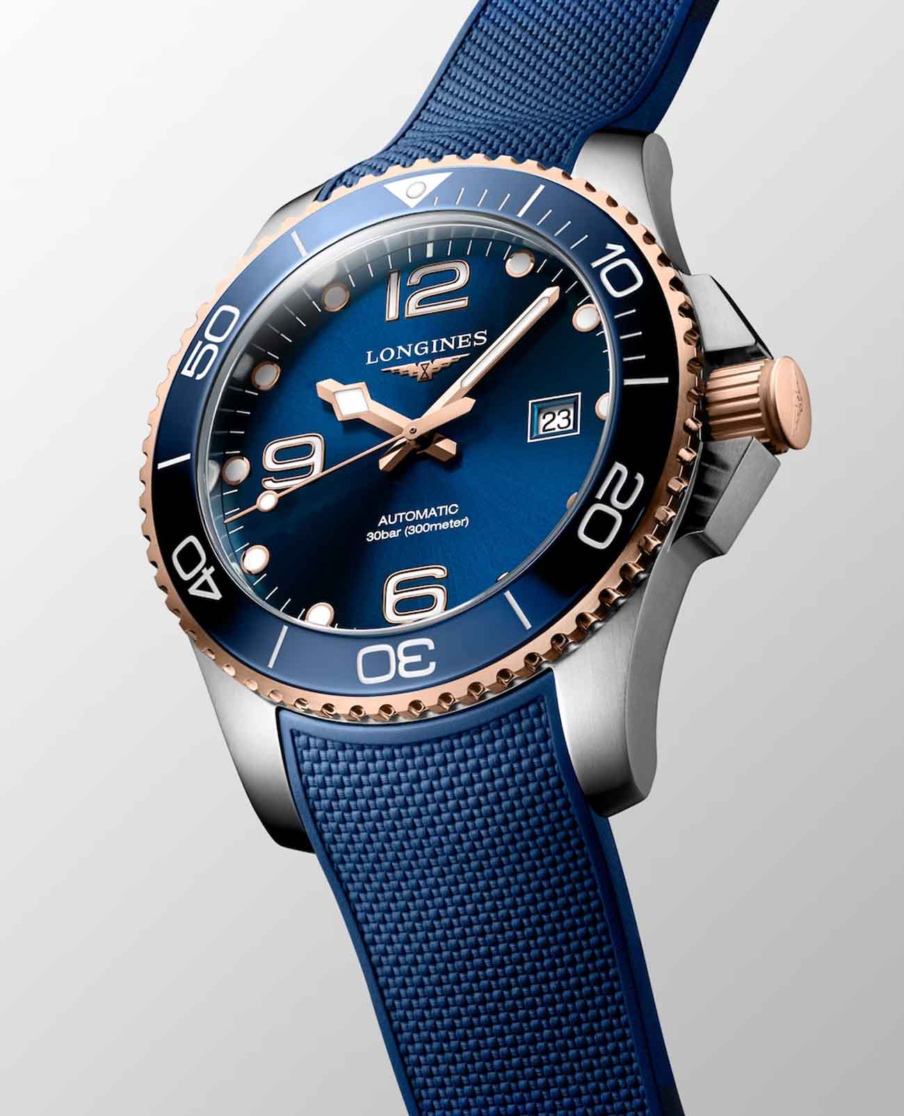Оригинальные часы Longines Longines HydroConquest L3.782.3.98.9 механические калибр механизма l888 общий вид