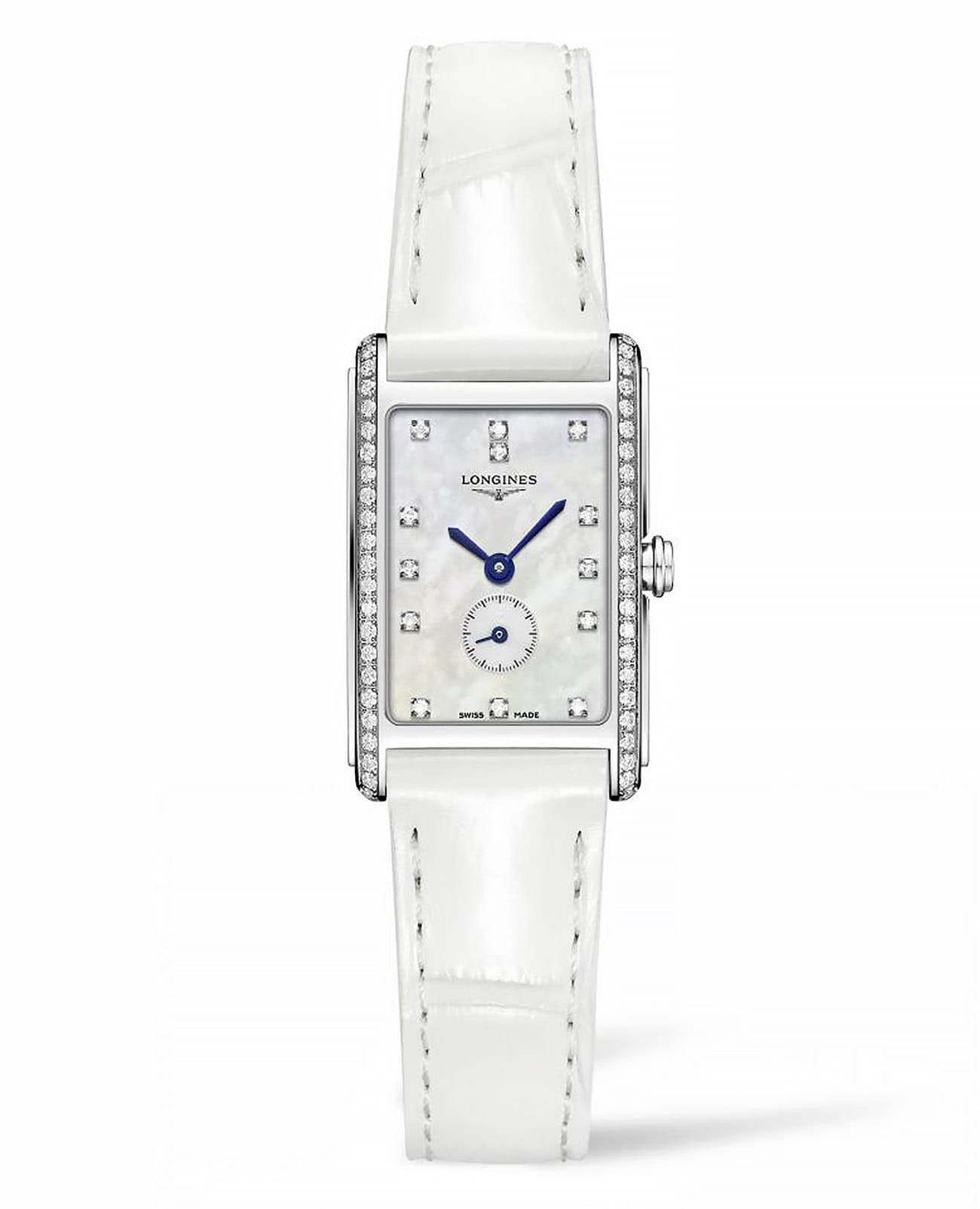 Longines Longines DolceVita L5.255.0.87.2  L52550872 кварцевые женские часы перламутровый циферблат, браслет кожаный — вид спереди