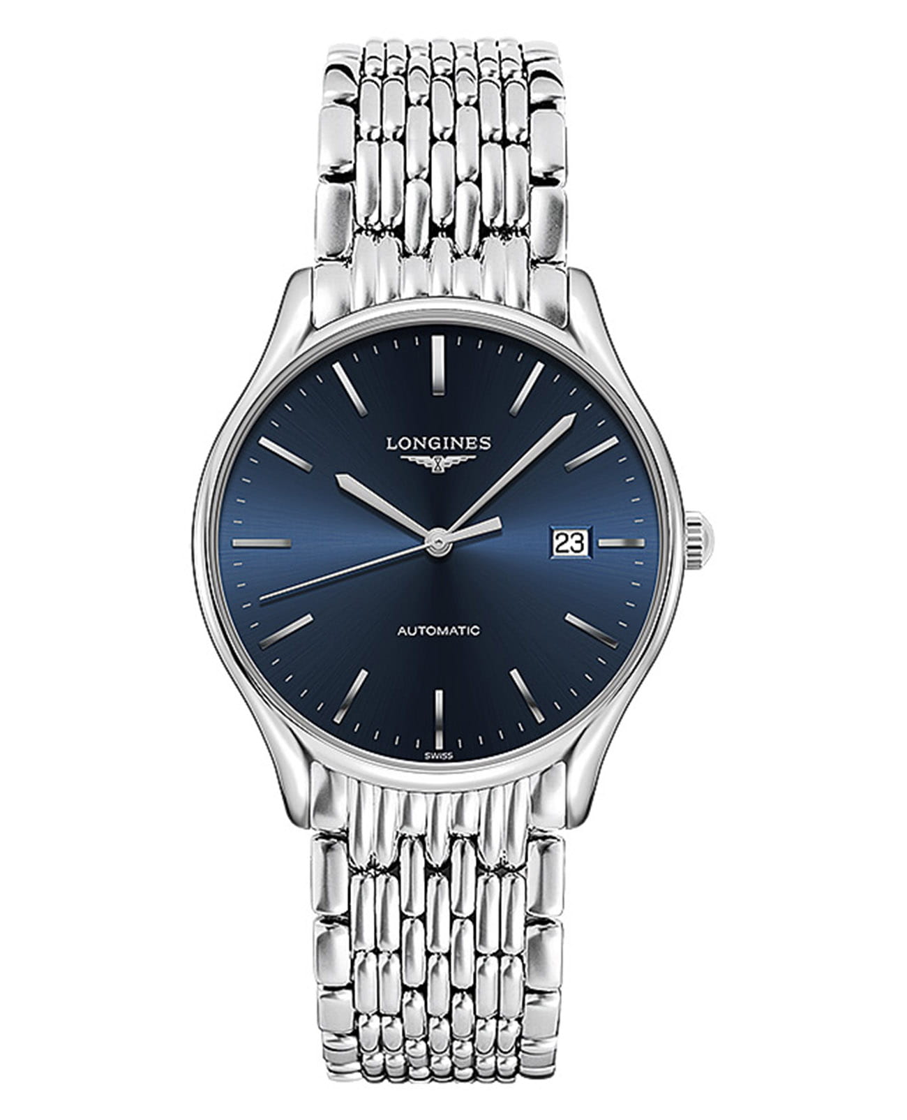 Longines Longines Lyre L4.960.4.92.6  L49604926 механические мужские часы синий циферблат, браслет нержавеющая сталь — вид спереди