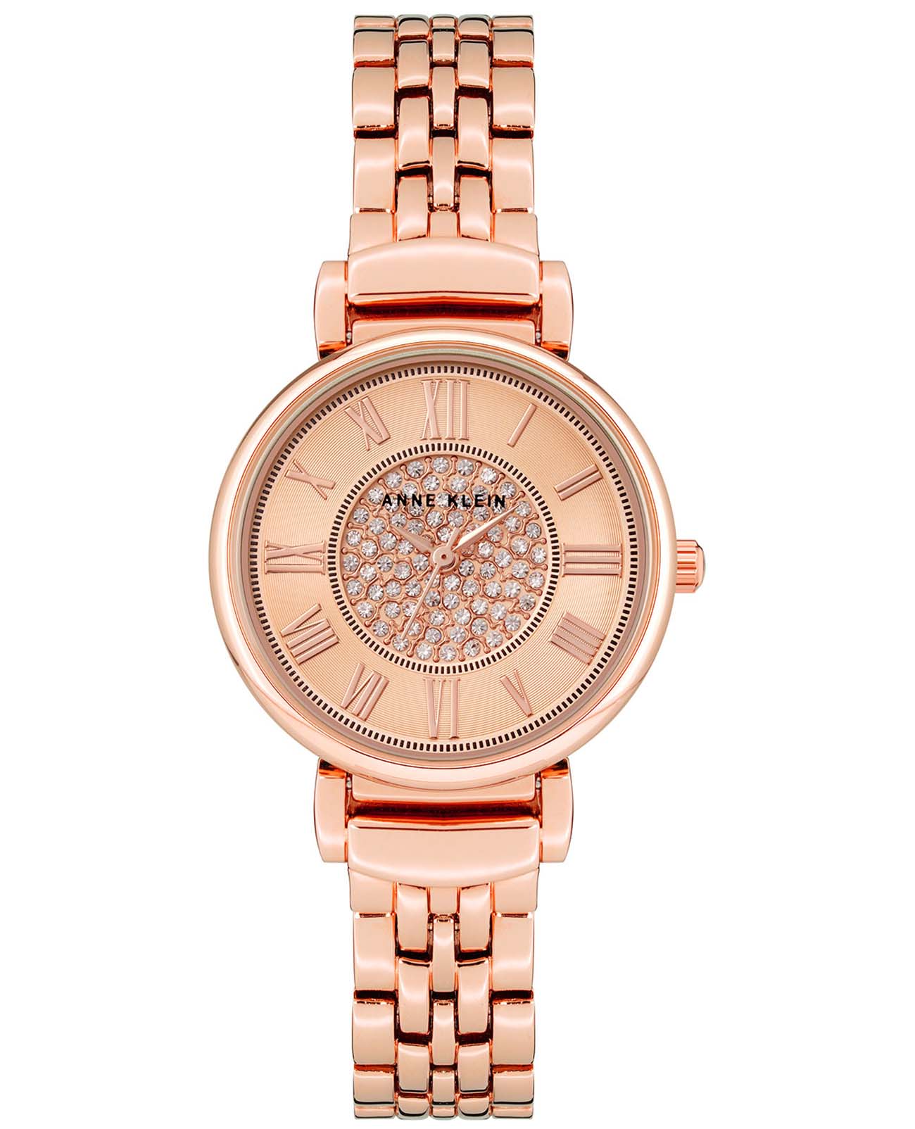 Anne Klein Anne Klein Classic  3872RGRG  3872RGRG кварцевые женские часы розовый циферблат, браслет сталь c pvd покрытием — вид спереди