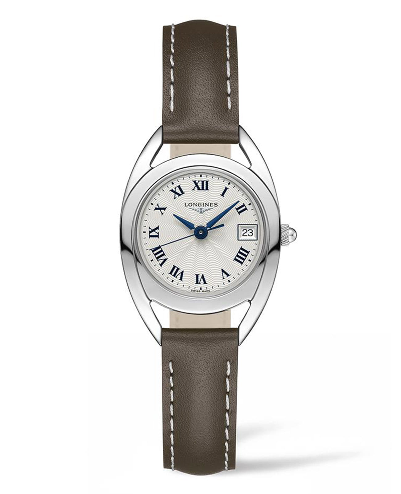 Longines Longines Equestrian Collection L6.136.4.71.2  L61364712 кварцевые женские часы белый циферблат, браслет кожаный — вид спереди