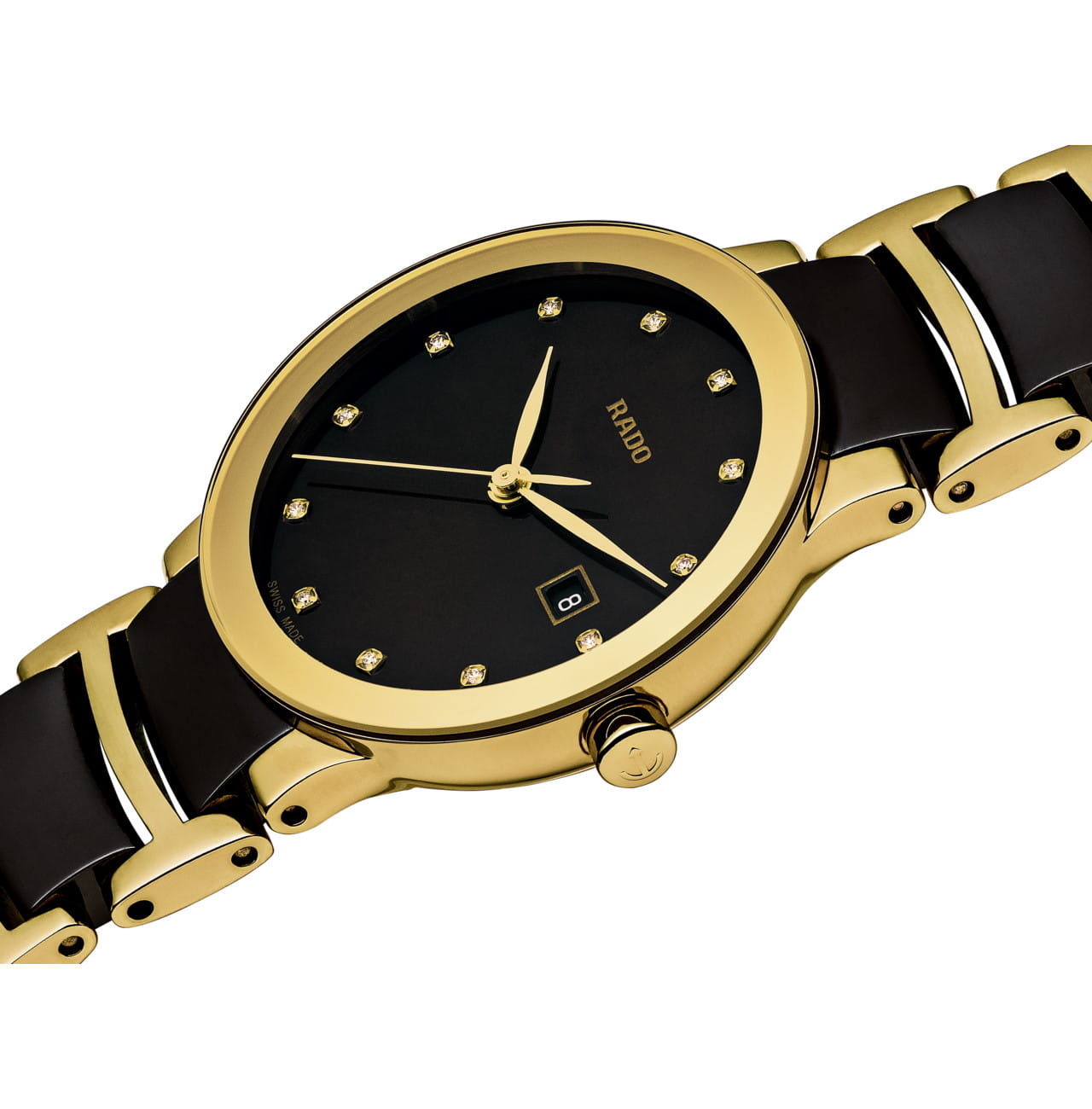 Rado Rado Centrix Automatic Diamonds R30528762, centrix швейцария женские часы на браслете сталь + pvd + керамика боковой вид