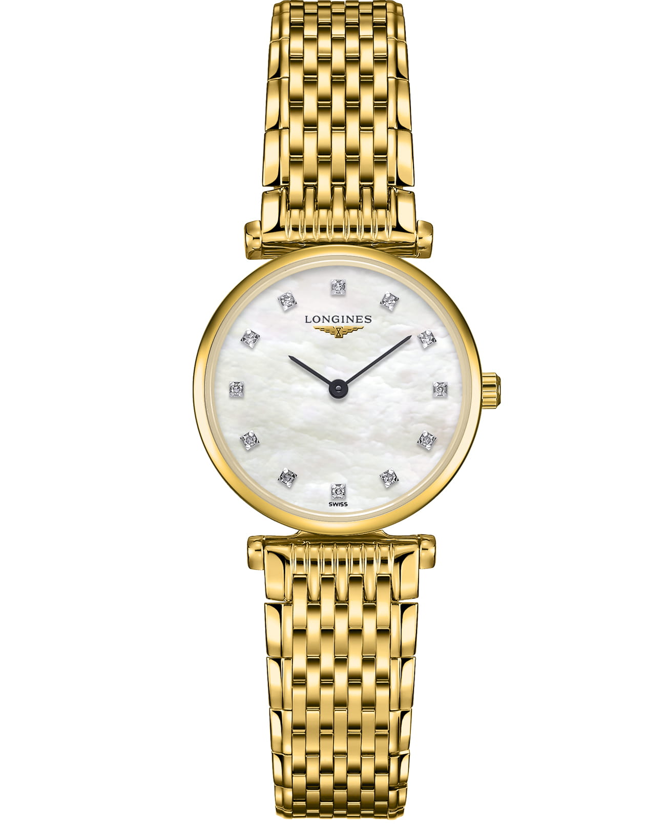 Longines Longines La Grande Classique L4.209.2.87.8  L42092878 кварцевые женские часы перламутровый циферблат, браслет сталь c pvd покрытием — вид спереди