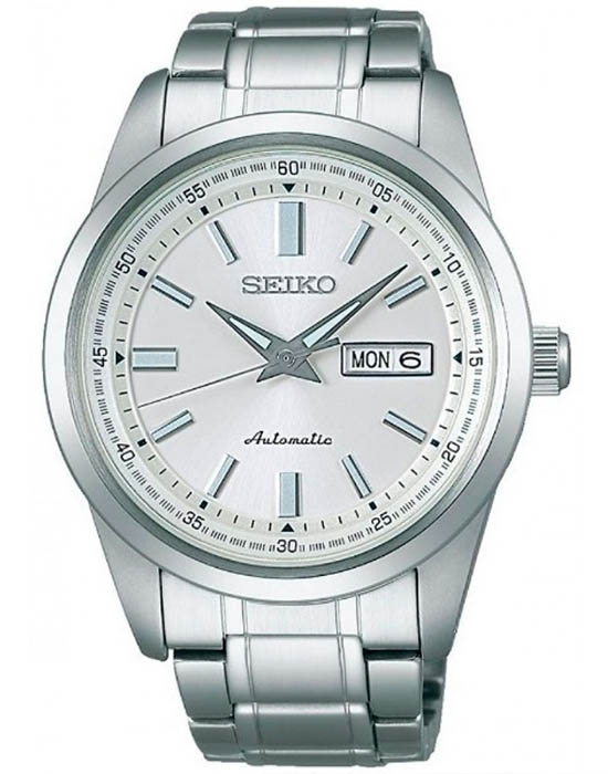 Seiko Seiko 5 Regular SARV001  SARV001 механические мужские часы белый циферблат, браслет нержавеющая сталь — вид спереди