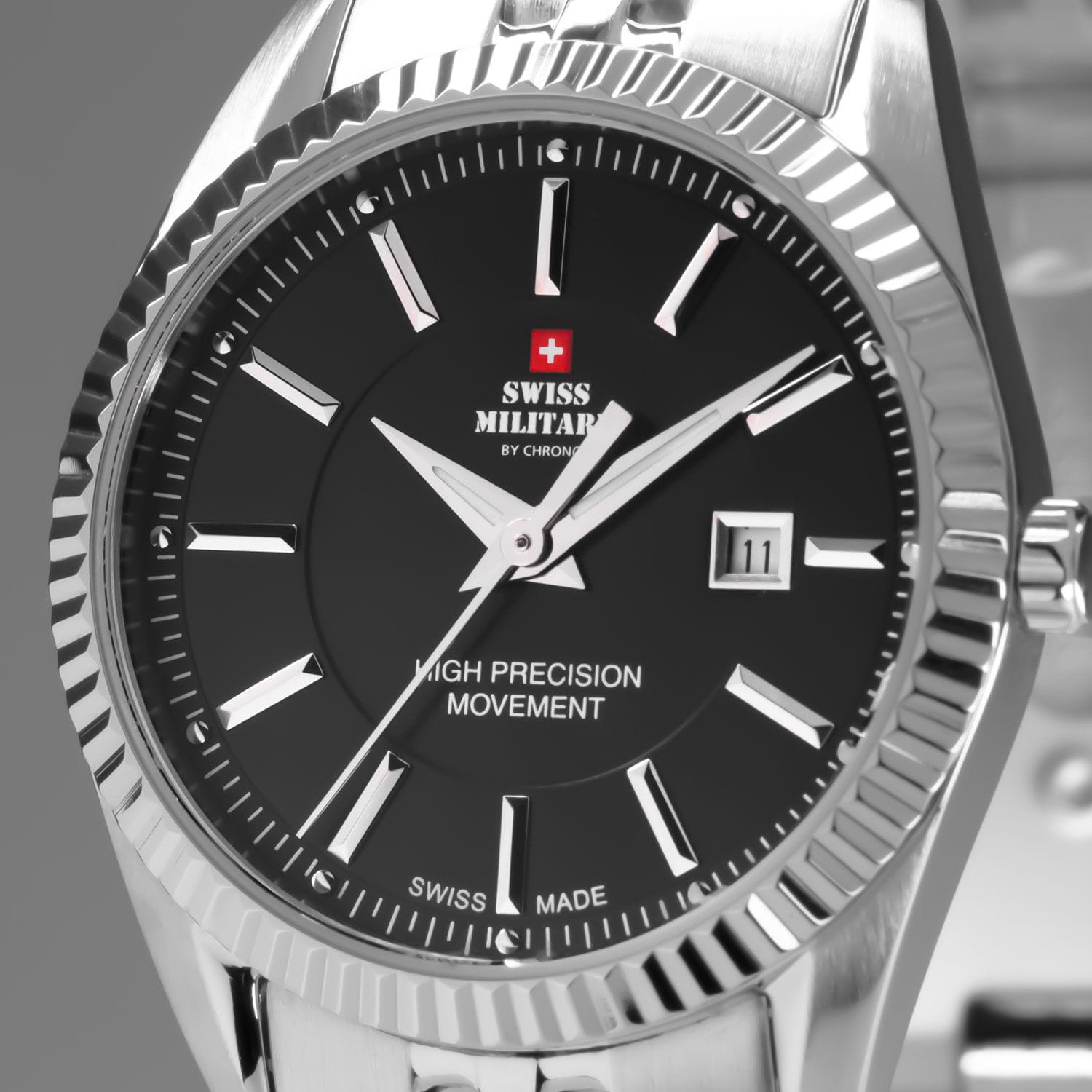 Swiss Military by Chrono Swiss Military by Chrono Сверхточные SM34066.01,  швейцария женские часы на браслете нержавеющая сталь боковой вид