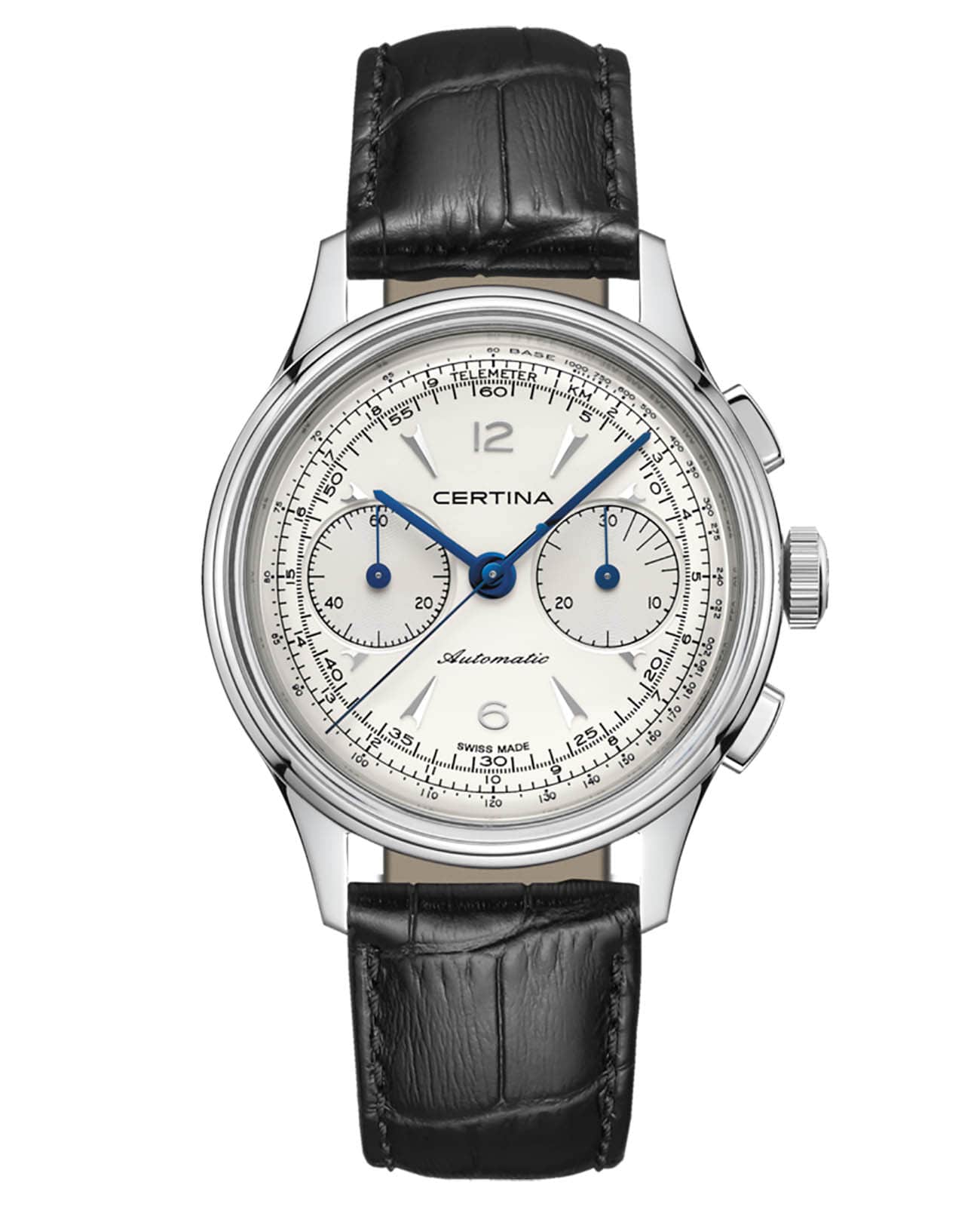 Certina Certina DS Automatic C038.462.16.037.00  C0384621603700 механические мужские часы серебристый циферблат, браслет кожаный — вид спереди