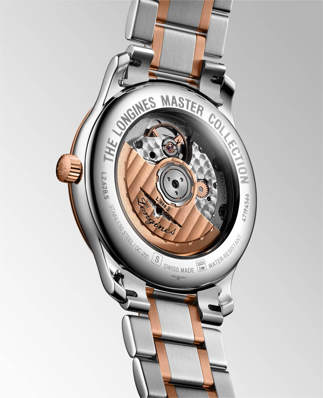 Longines Longines Master Collection L2.628.5.79.7, master collection швейцария мужские часы на браслете нержавеющая сталь + золото 18к боковой вид