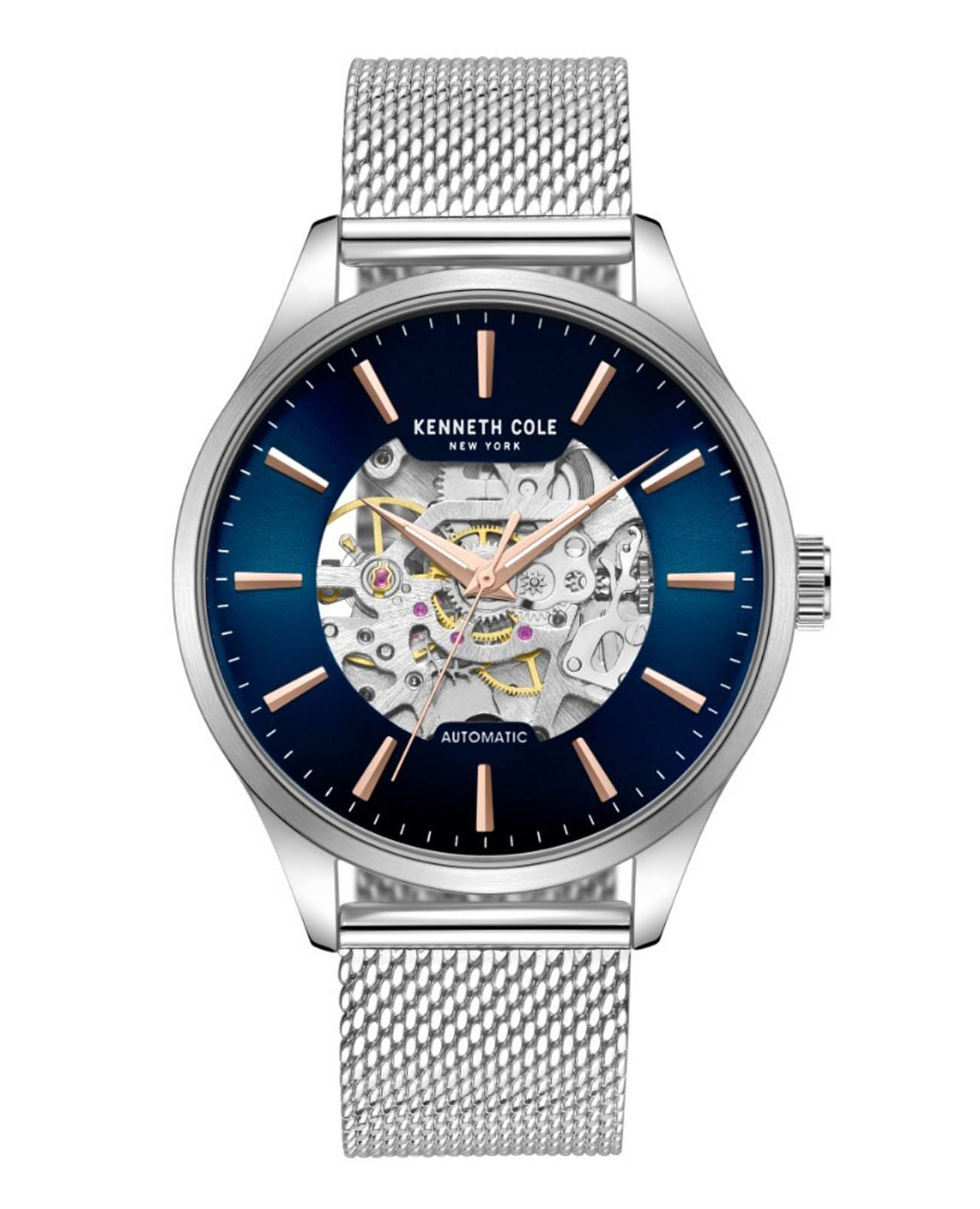 Kenneth Cole Kenneth Cole Automatic KCWGL2216905  KCWGL2216905 механические мужские часы синий циферблат, браслет нержавеющая сталь — вид спереди