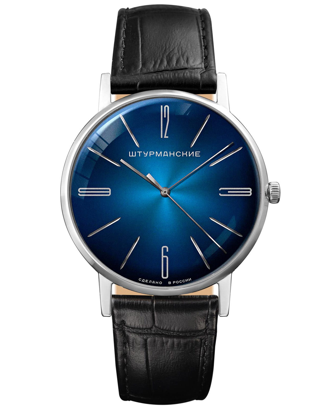 Штурманские Штурманские Открытый Космос VJ21/3461041  VJ21/3461041 кварцевые мужские часы синий циферблат, браслет кожаный — вид спереди