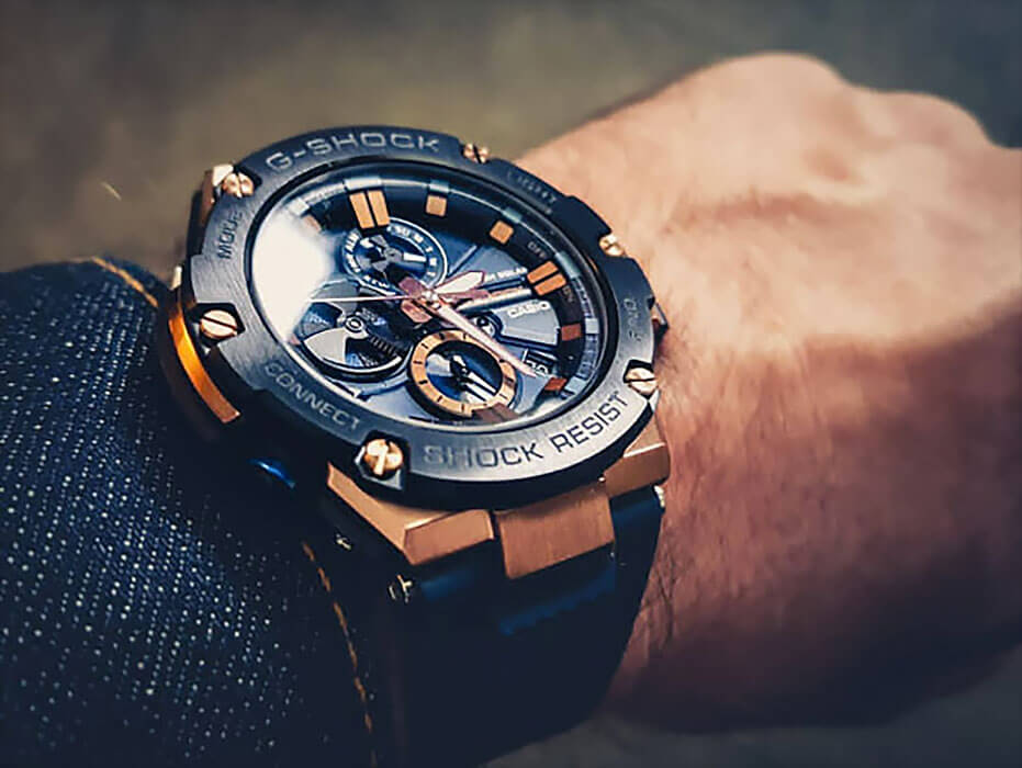 Оригинальные часы Casio Casio G-Shock GST-B100G-2A электронные калибр механизма  общий вид