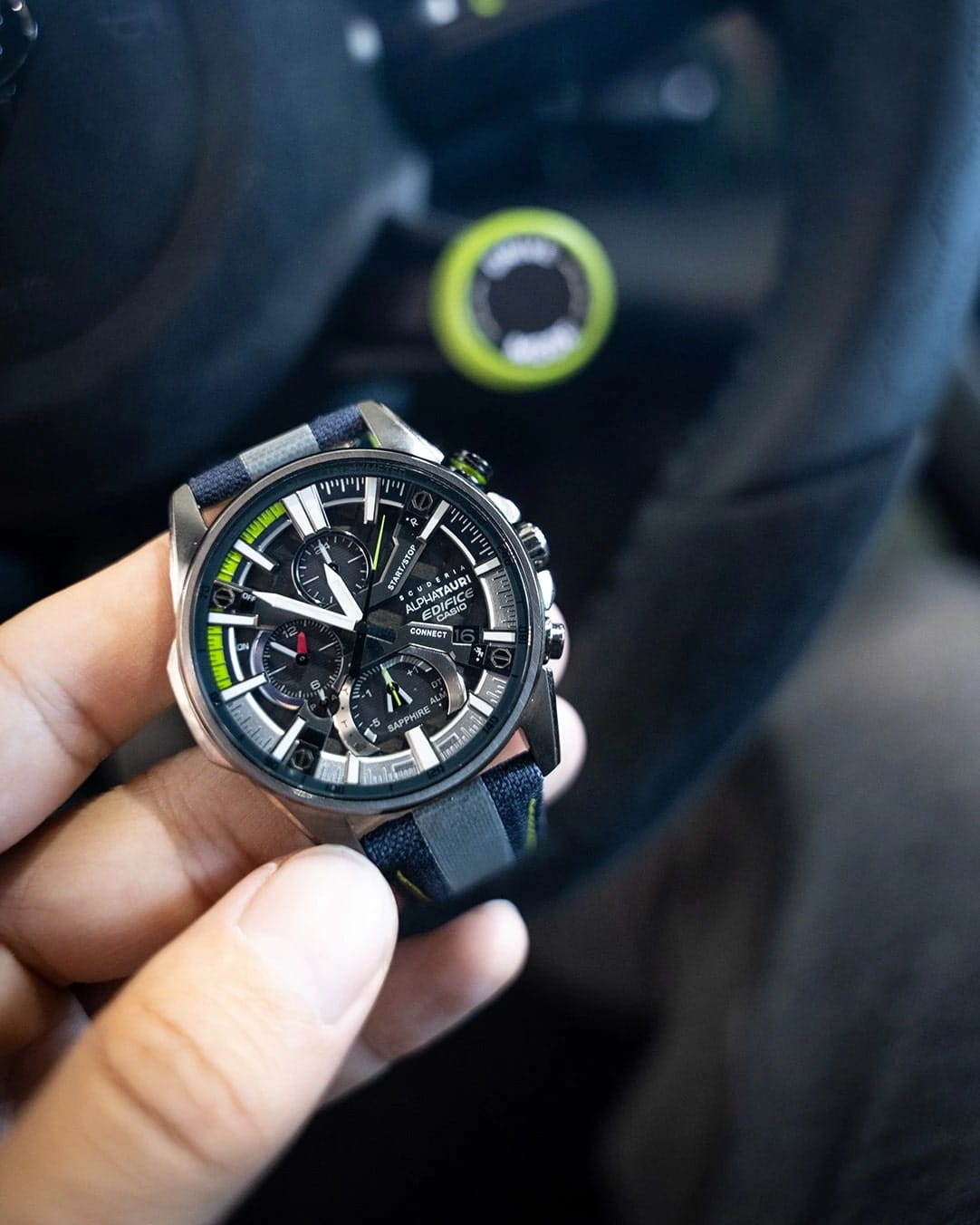 Оригинальные часы Casio Casio Edifice Scuderia Alpha Tauri Limited Edition EQB-1200AT-1A кварцевые калибр механизма  общий вид