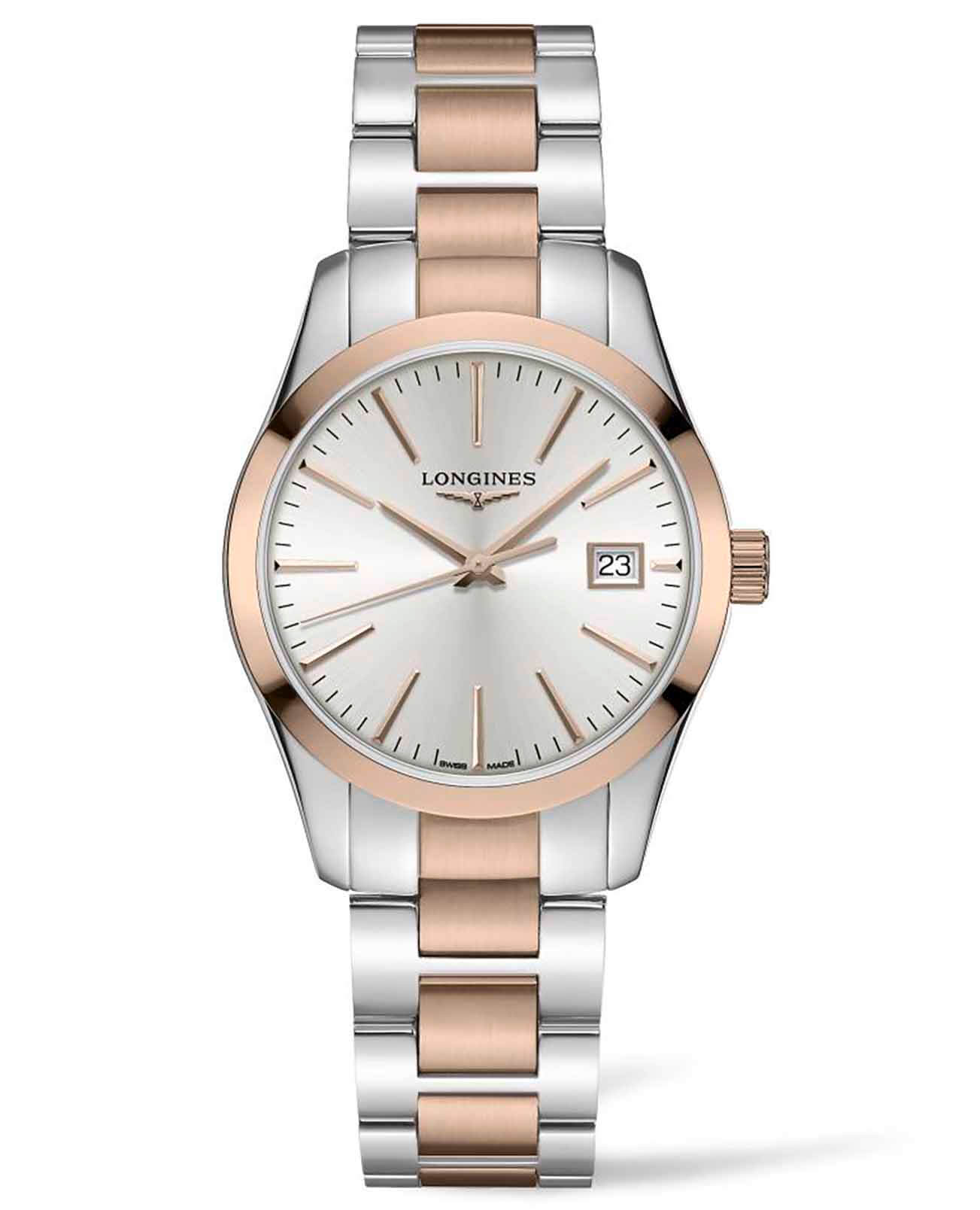 Longines Longines Conquest Classic L2.386.3.72.7  L23863727 кварцевые женские часы перламутровый циферблат, браслет сталь c pvd покрытием — вид спереди