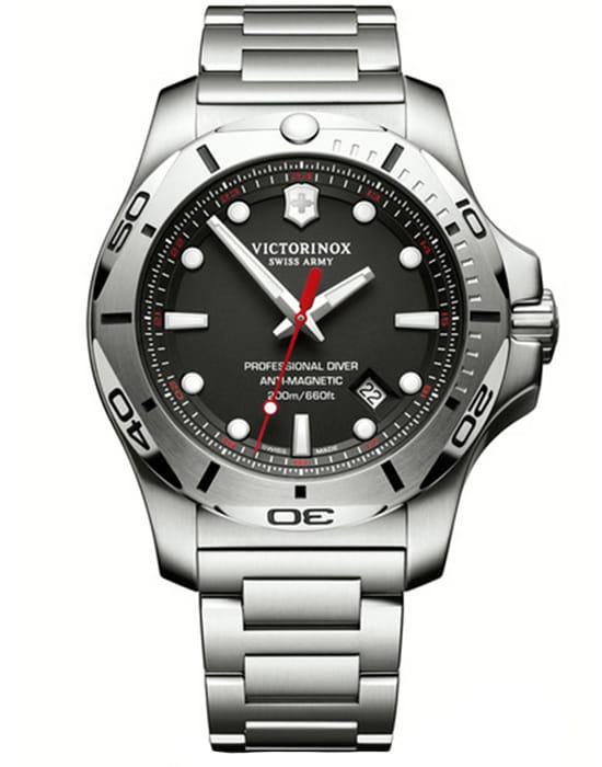 Victorinox Victorinox I.N.O.X. Professional Diver 241781  241781 кварцевые мужские часы черный циферблат, браслет нержавеющая сталь 316l — вид спереди