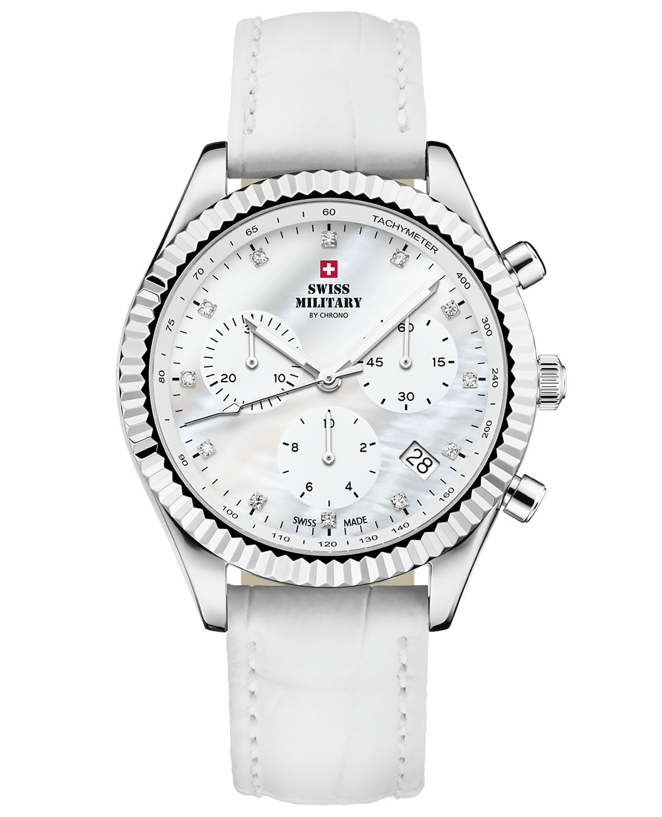 Swiss Military by Chrono Swiss Military by Chrono SM30207.06  SM30207.06 кварцевые женские часы перламутровый циферблат, браслет кожаный — вид спереди