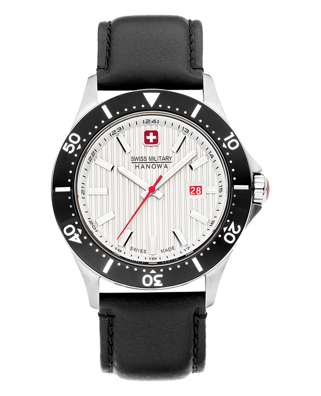 Swiss Military Hanowa Swiss Military Hanowa Flagship X SMWGB2100605  SMWGB2100605 кварцевые мужские часы белый циферблат, браслет кожаный — вид спереди