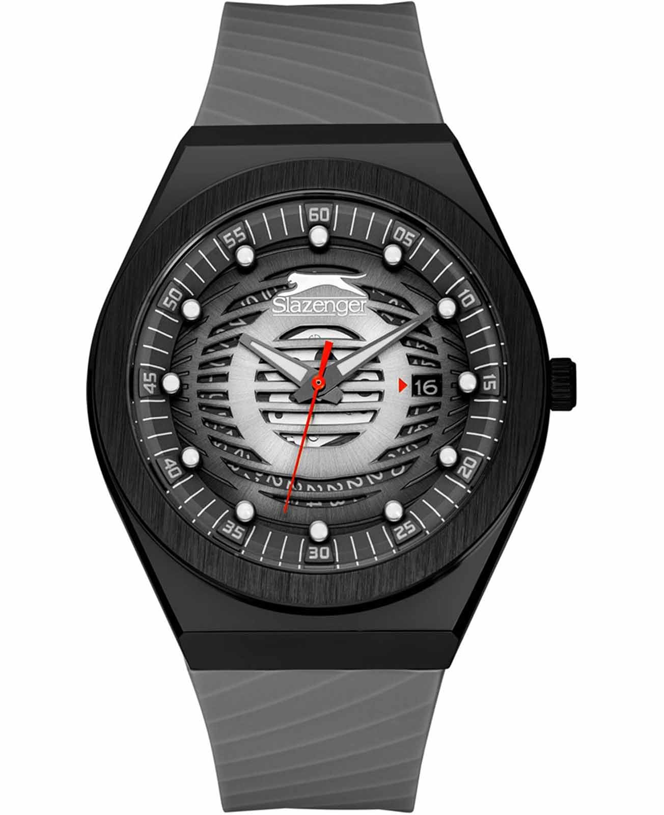 Slazenger Slazenger SL.09.2221.1.04  SL.09.2221.1.04 кварцевые мужские часы серый циферблат, браслет силикон — вид спереди