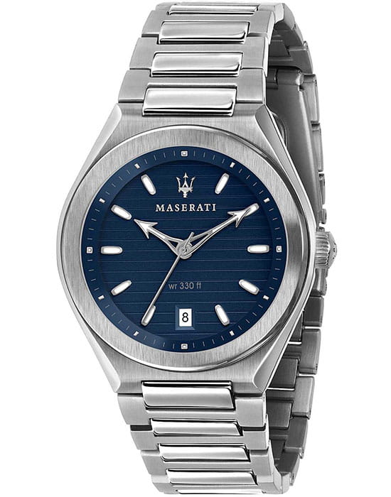 Maserati Maserati R8853139002  R8853139002 кварцевые мужские часы синий циферблат, браслет нержавеющая сталь — вид спереди