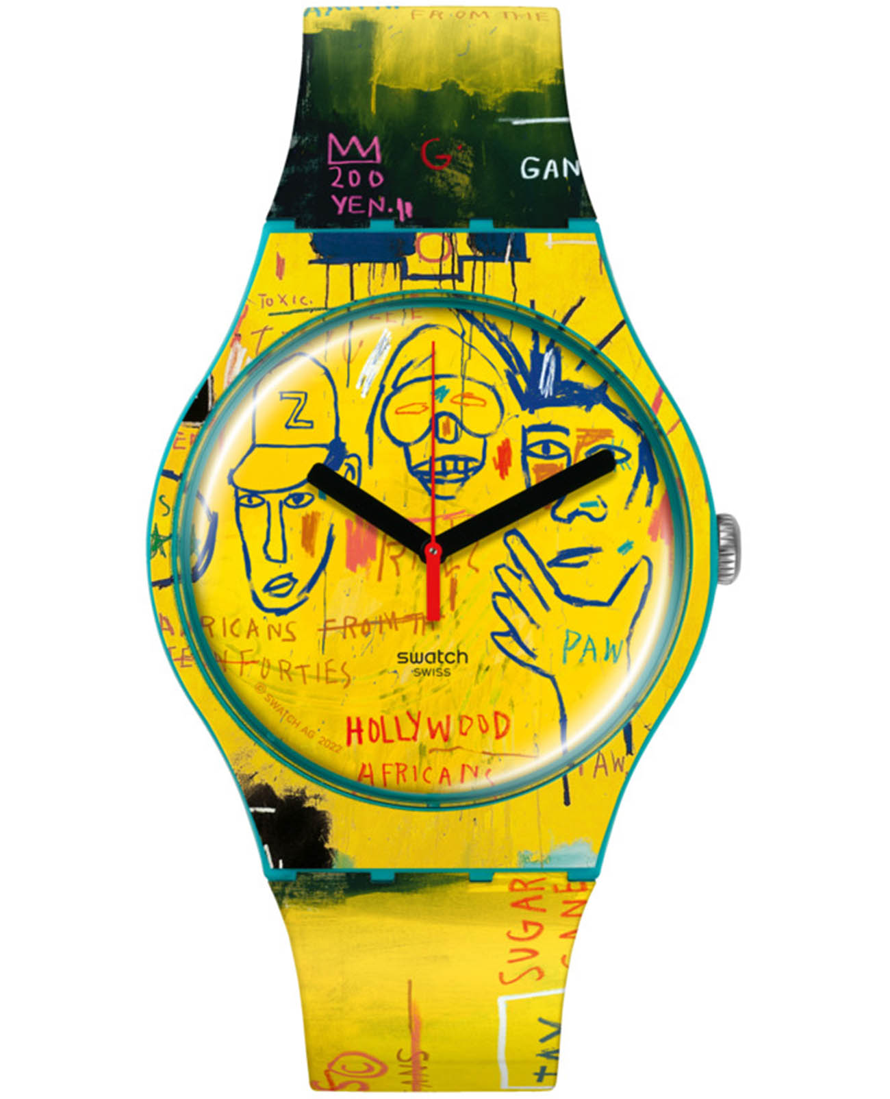 Swatch Swatch New Gent SUOZ354  SUOZ354 кварцевые женские часы желтый циферблат, браслет силикон — вид спереди