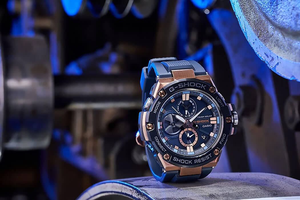 Casio Casio G-Shock GST-B100G-2A мужские часы синий циферблат на запястье