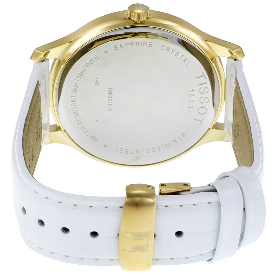 Tissot Tissot Tradition T063.610.36.116.00, t-classic швейцария женские часы на браслете кожаный боковой вид