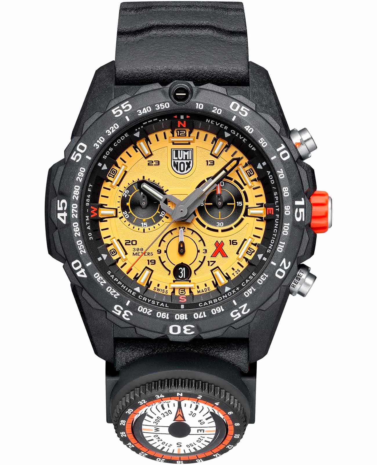 Luminox Luminox Bear Grylls Survival XB.3745  XB.3745 кварцевые мужские часы желтый циферблат, браслет полиуретан — вид спереди