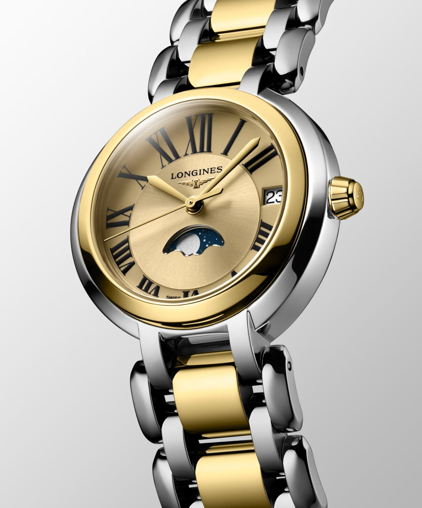 Оригинальные часы Longines Longines PrimaLuna L8.115.5.31.7 кварцевые калибр механизма l296 общий вид