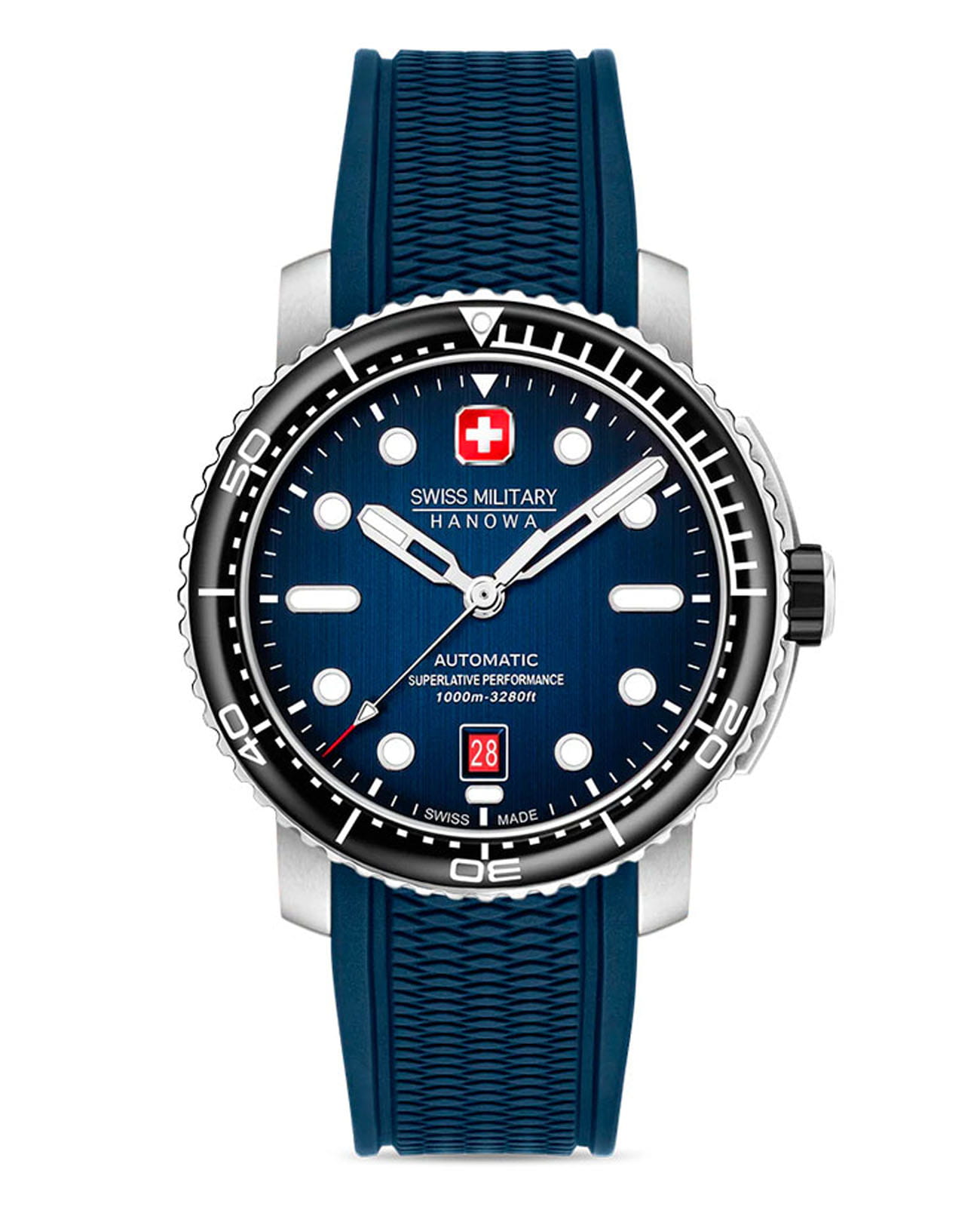 Swiss Military Hanowa Swiss Military Hanowa Maitre Plongeur SMWGL0002002-SET механические мужские часы часы крупный план синий циферблата