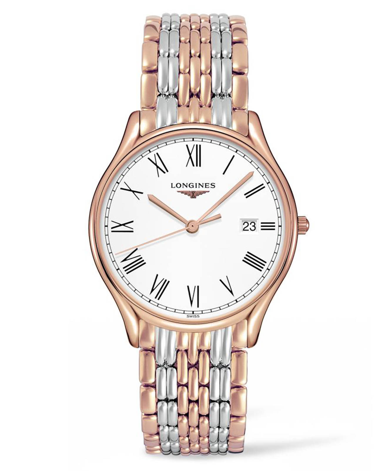 Longines Longines Lyre L4.859.1.11.7  L48591117 кварцевые женские часы белый циферблат, браслет сталь c pvd покрытием — вид спереди