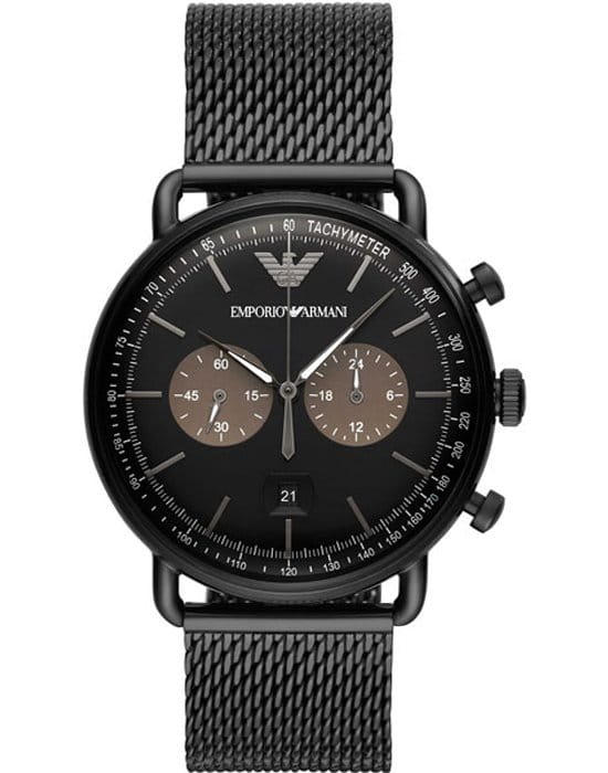 Emporio Armani Emporio Armani AR11142  AR11142 кварцевые мужские часы черный циферблат, браслет  — вид спереди