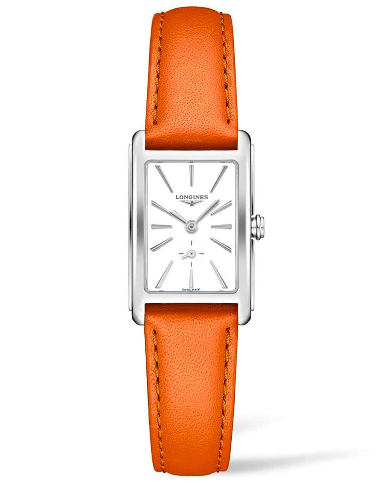 Longines Longines DolceVita L5.255.4.11.8  L52554118 кварцевые женские часы белый циферблат, браслет кожаный — вид спереди
