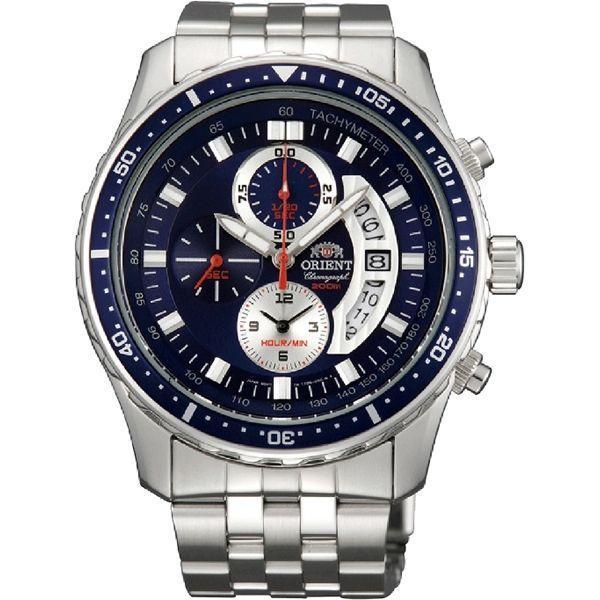 Orient Orient TT0Q002D (FTT0Q002D)  FTT0Q002D кварцевые мужские часы синий циферблат, браслет  — вид спереди