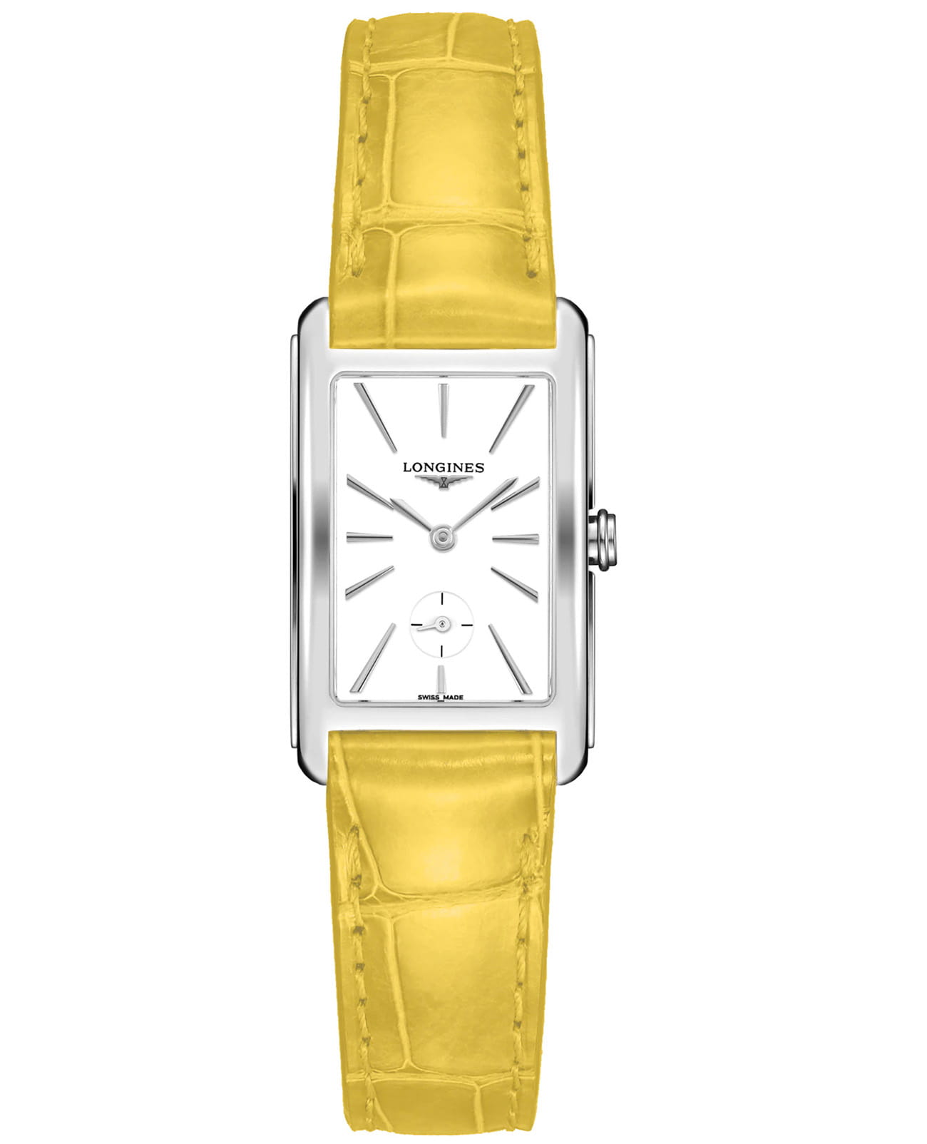 Longines Longines DolceVita L5.512.4.11.2  L55124112 кварцевые женские часы белый циферблат, браслет кожаный — вид спереди
