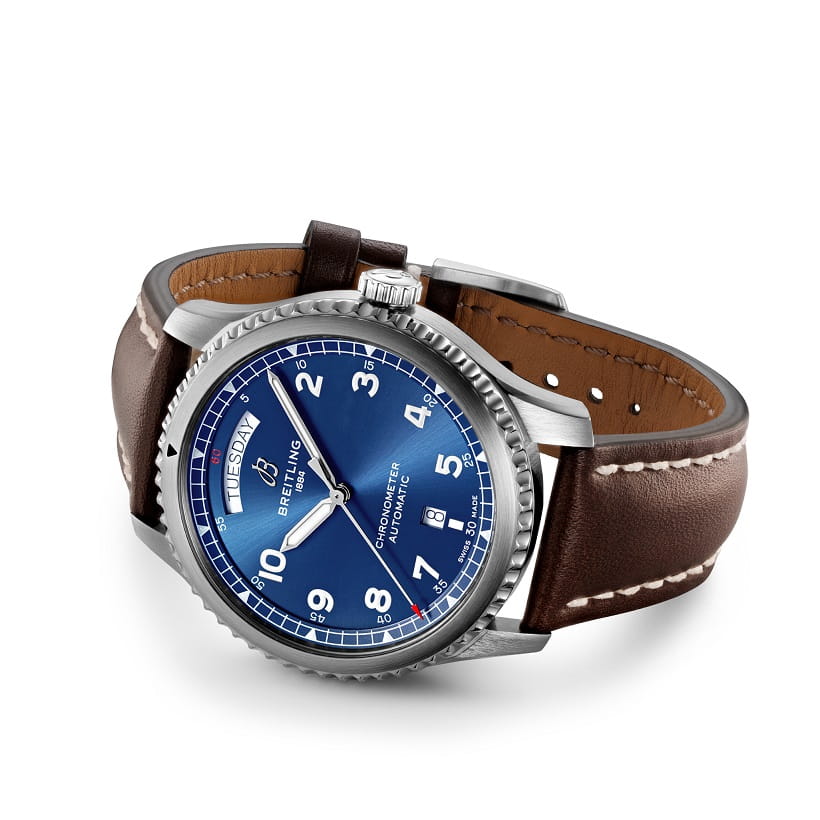 Breitling Breitling Aviator 8 Automatic Day & Date 41 A45330101C1X6, aviator 8 швейцария мужские часы на браслете кожаный боковой вид