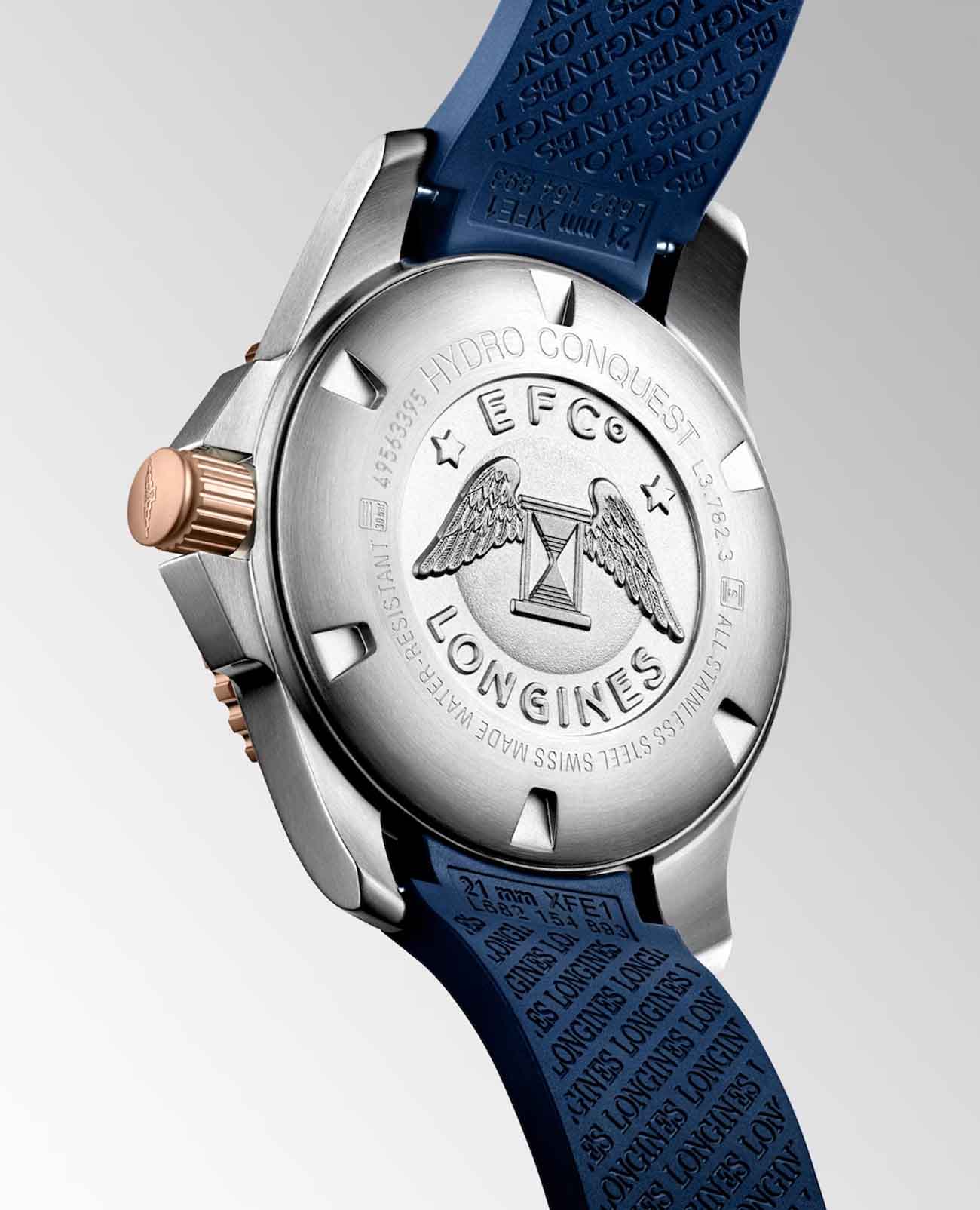 Longines Longines HydroConquest L3.782.3.98.9, hydroconquest швейцария мужские часы на браслете каучук боковой вид
