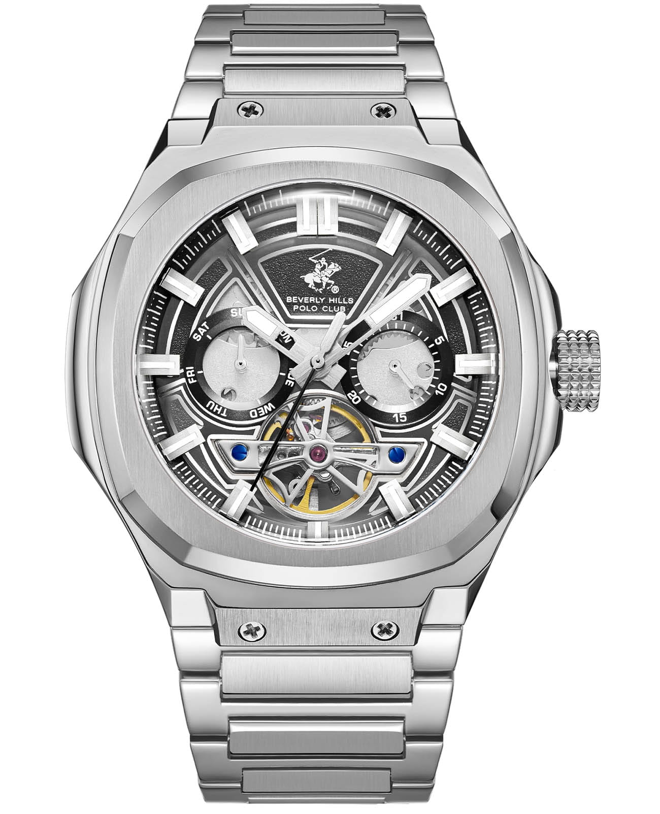 Beverly Hills Polo Club Beverly Hills Polo Club Automatic BP3749X.350  BP3749X.350 механические мужские часы  циферблат, браслет нержавеющая сталь — вид спереди
