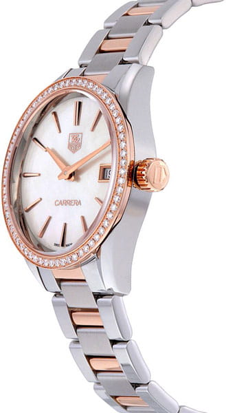 TAG Heuer TAG Heuer Carrera WAR1353.BD0779, carrera швейцария женские часы на браслете нержавеющая сталь + золото 18к боковой вид