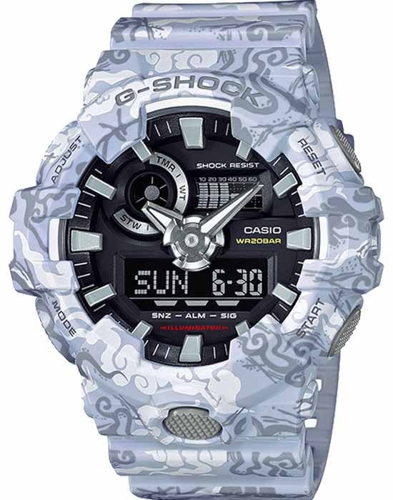Casio Casio G-Shock GA-700CG-7A GA-700 GA-700CG-7A электронные мужские часы черный циферблат, браслет пластик — вид спереди